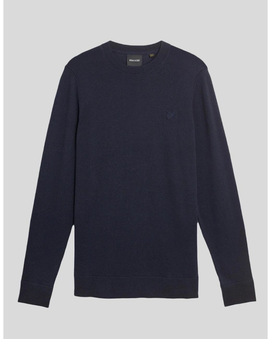 Lyle & Scott Blue Superfine Cotton Crew Neck Jumper for men