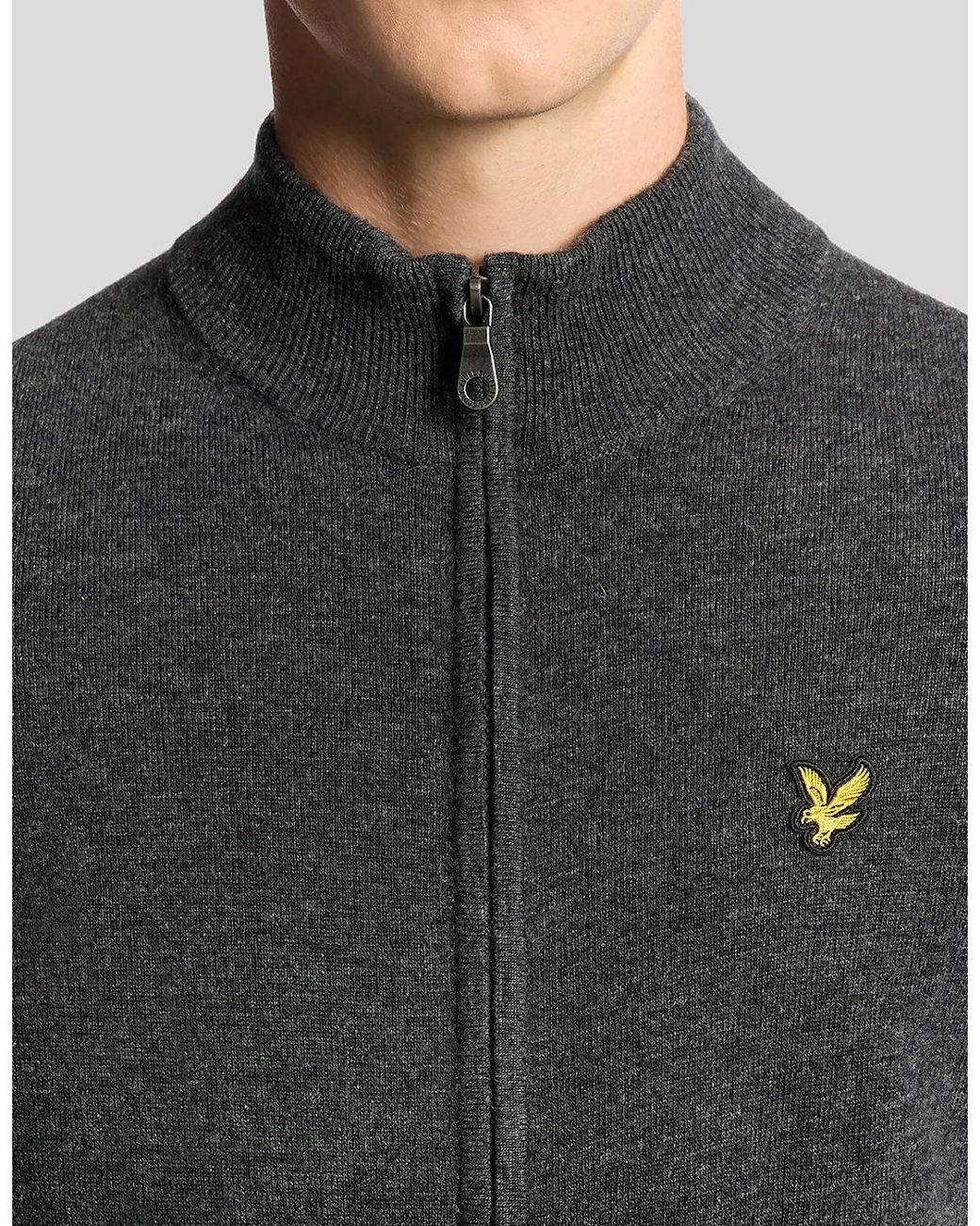 Lyle & Scott Black Lambswool Blend Zip Cardigan for men