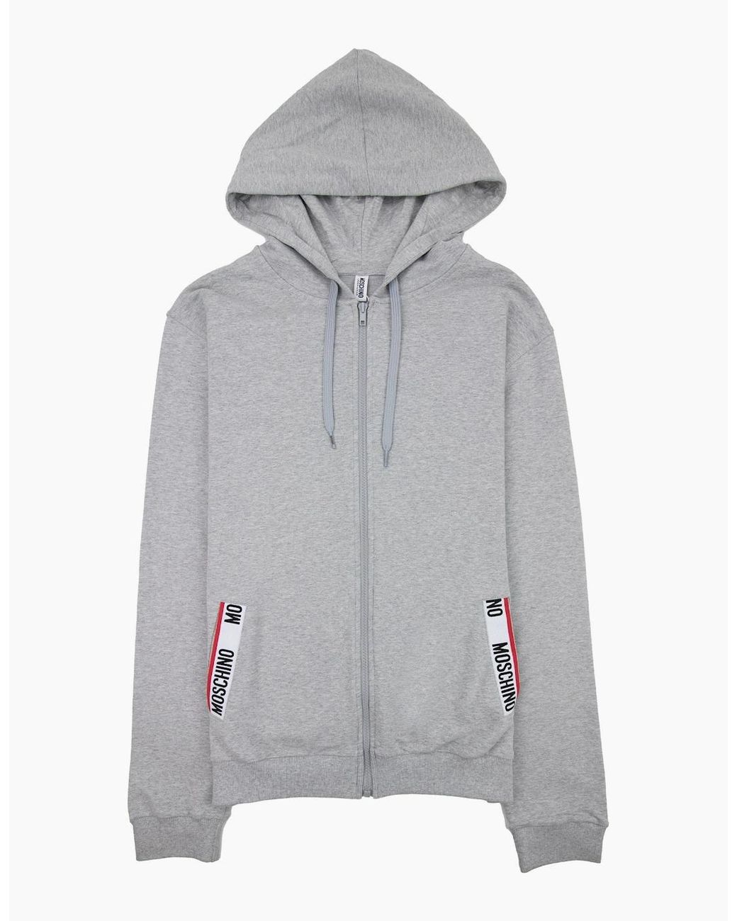 Moschino Gray Underwear Pocket Tape Logo Hoody Light for men