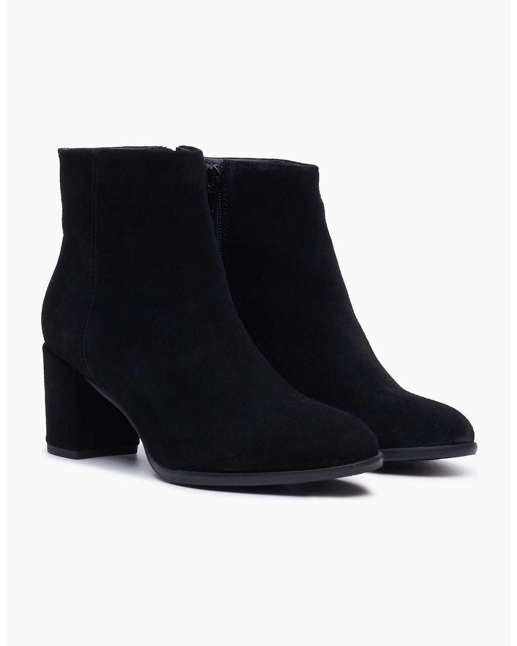 Hush Puppies Black Claridy Suede Leather Heeled Ankle Boots