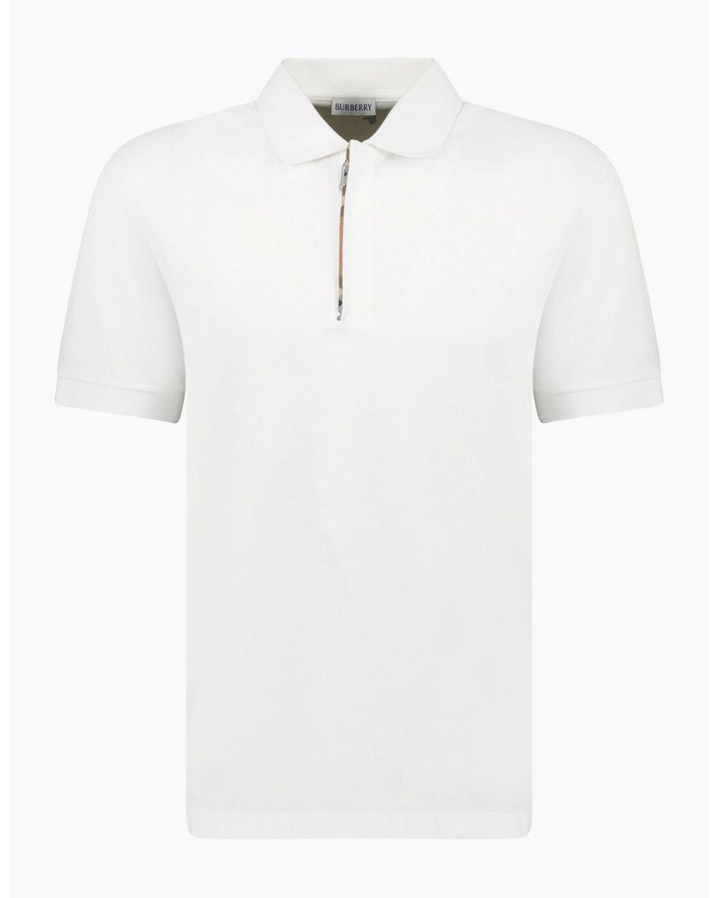 Burberry White Hartford Zip Polo Shirt for men