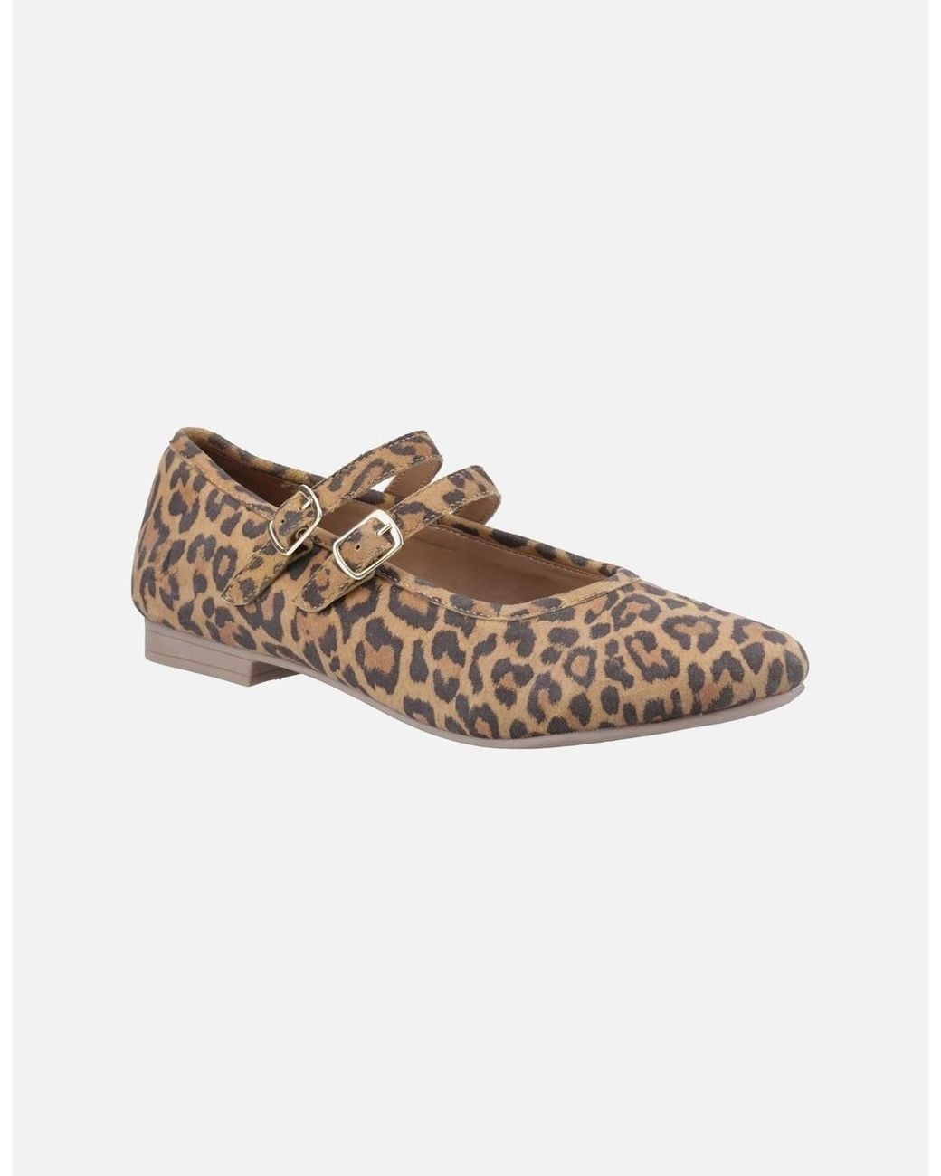 Hush Puppies White Nancy Mary Jane Leather Leopard Flats