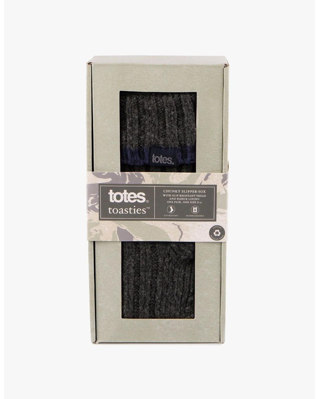 Totes Gray Toasties 3252J Recycled Chunky Slipper Sock Thermal Socks for men