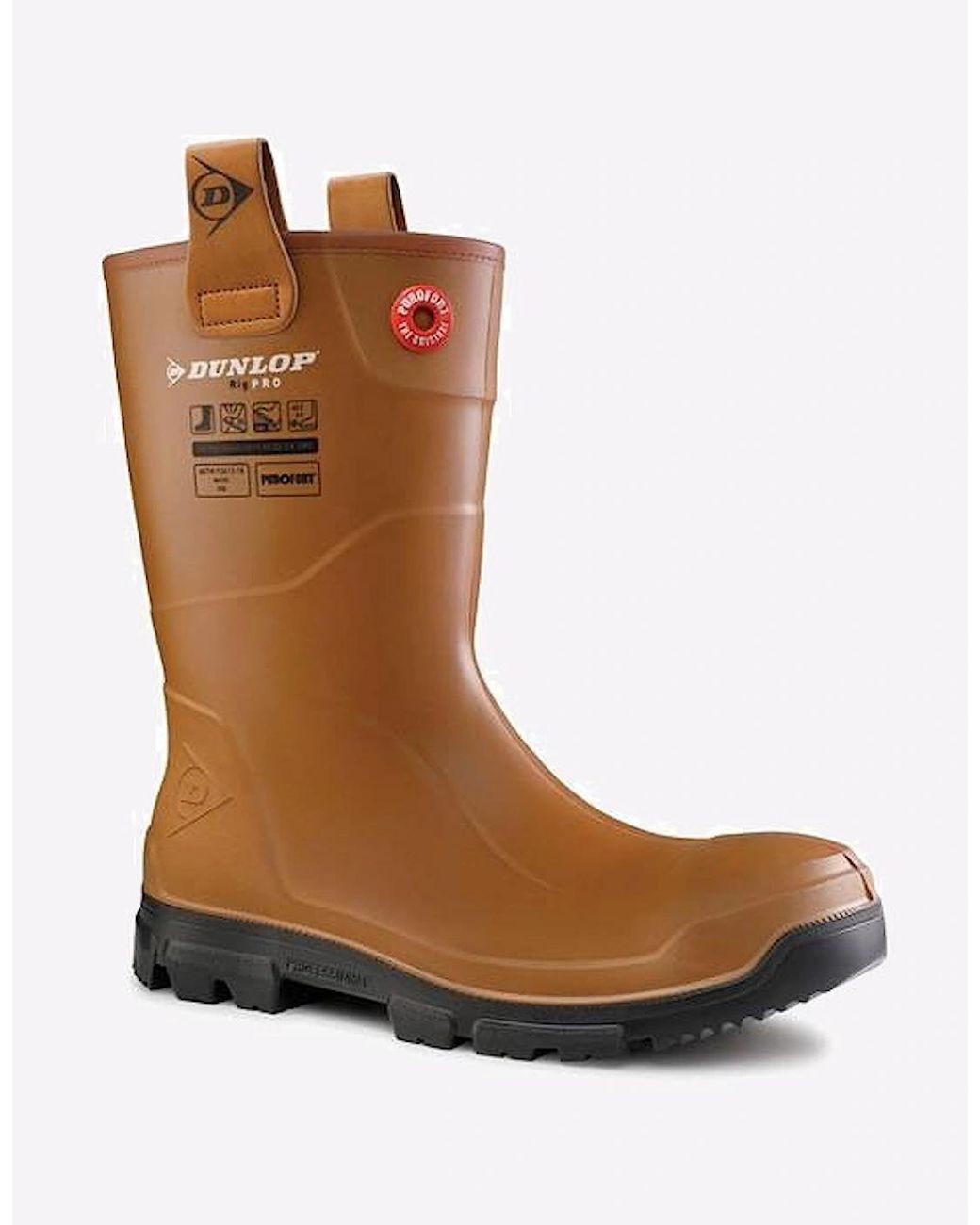 Dunlop Brown Purofort Rigpro Full Safety Waterproof Wellington for men