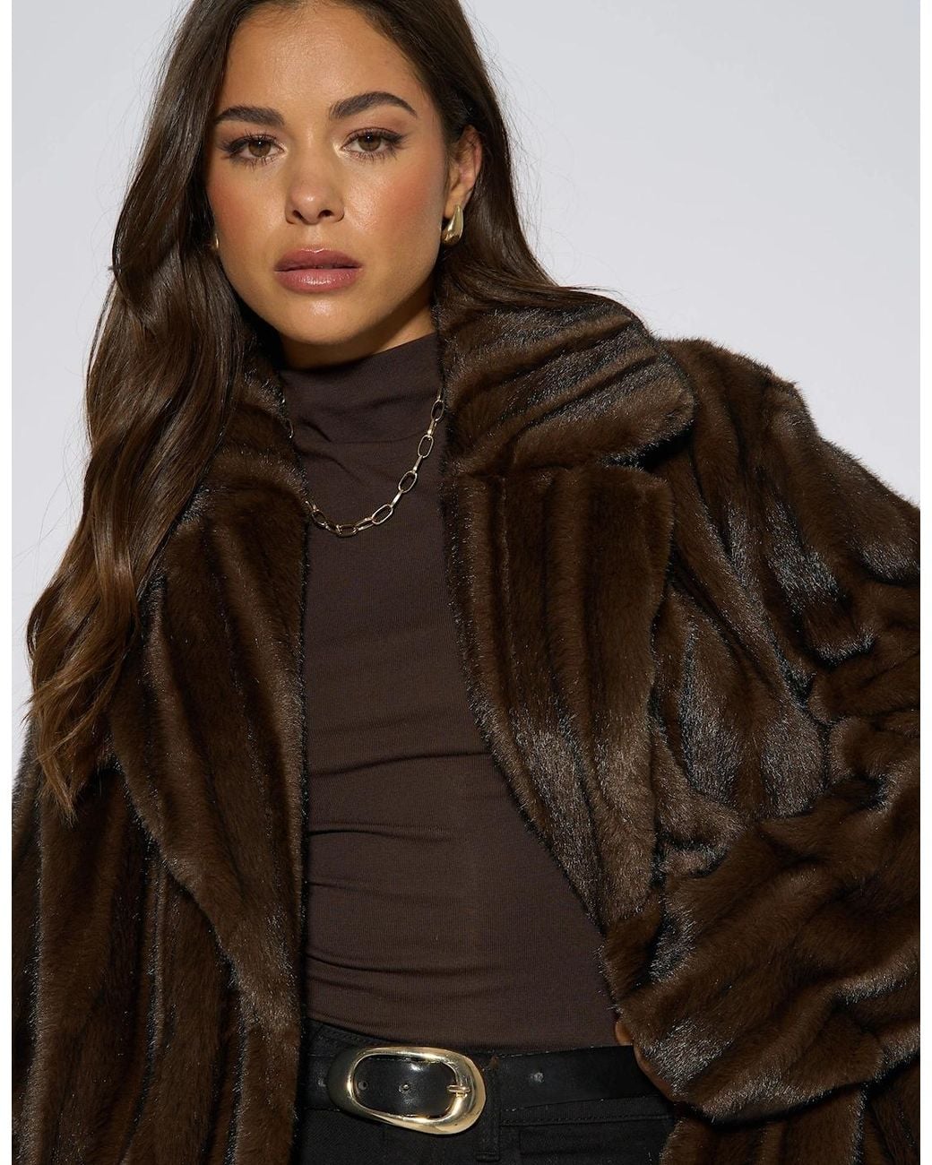 Gini London Black Two Tone Faux Fur Jacket