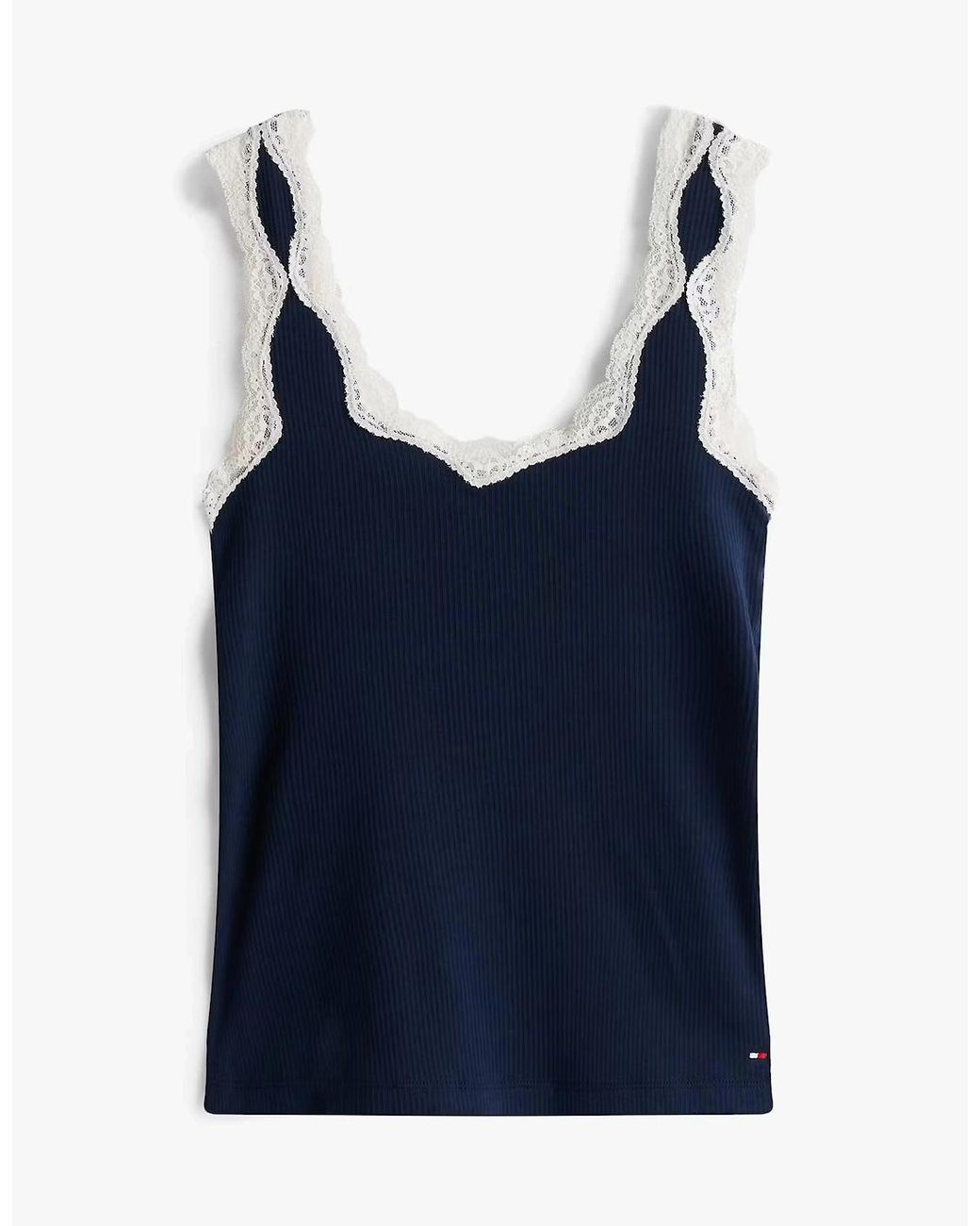 Tommy Hilfiger Blue Lace Cami Short Pj Set Dark Night