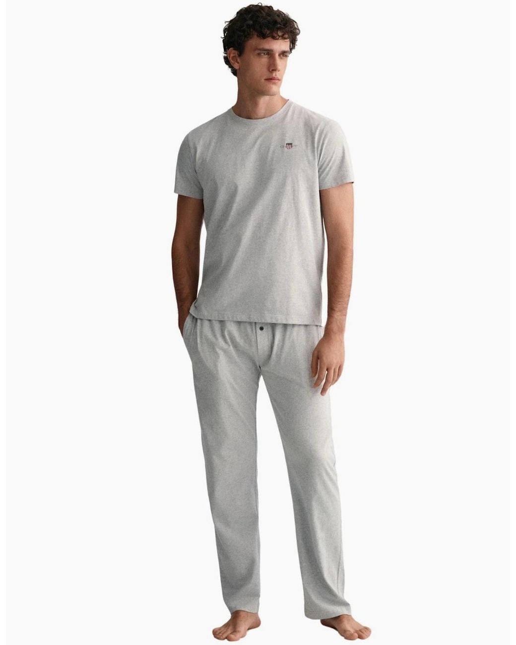 Gant Gray Shield Logo Jersey Pyjama T-Shirt, Light Melange for men
