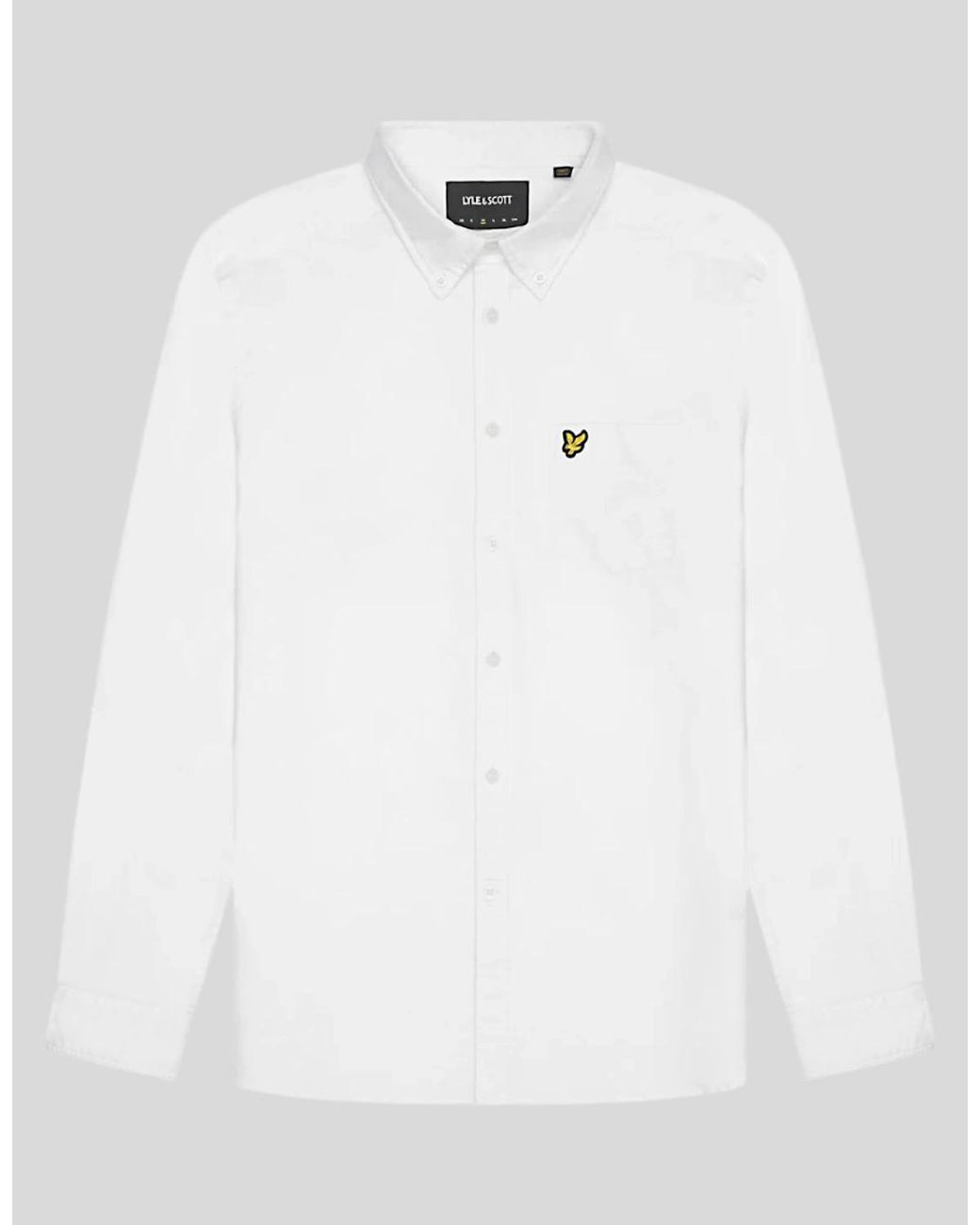 Lyle & Scott White Cotton Button Down Oxford Shirt for men