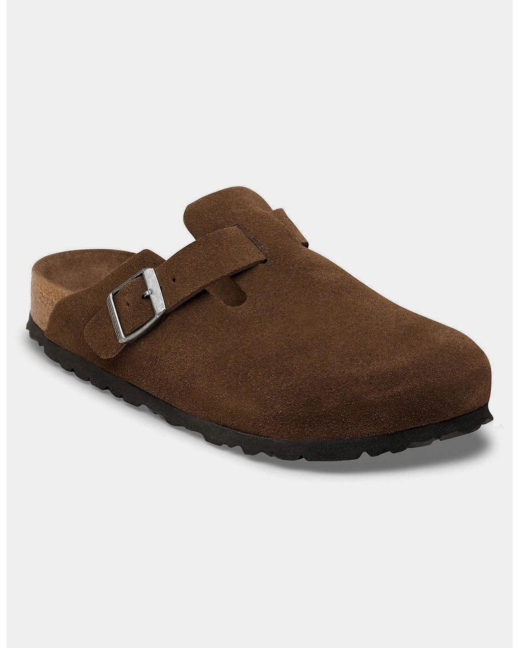 Birkenstock Boston Brown Suede Leather Tonal Footbed Clogs