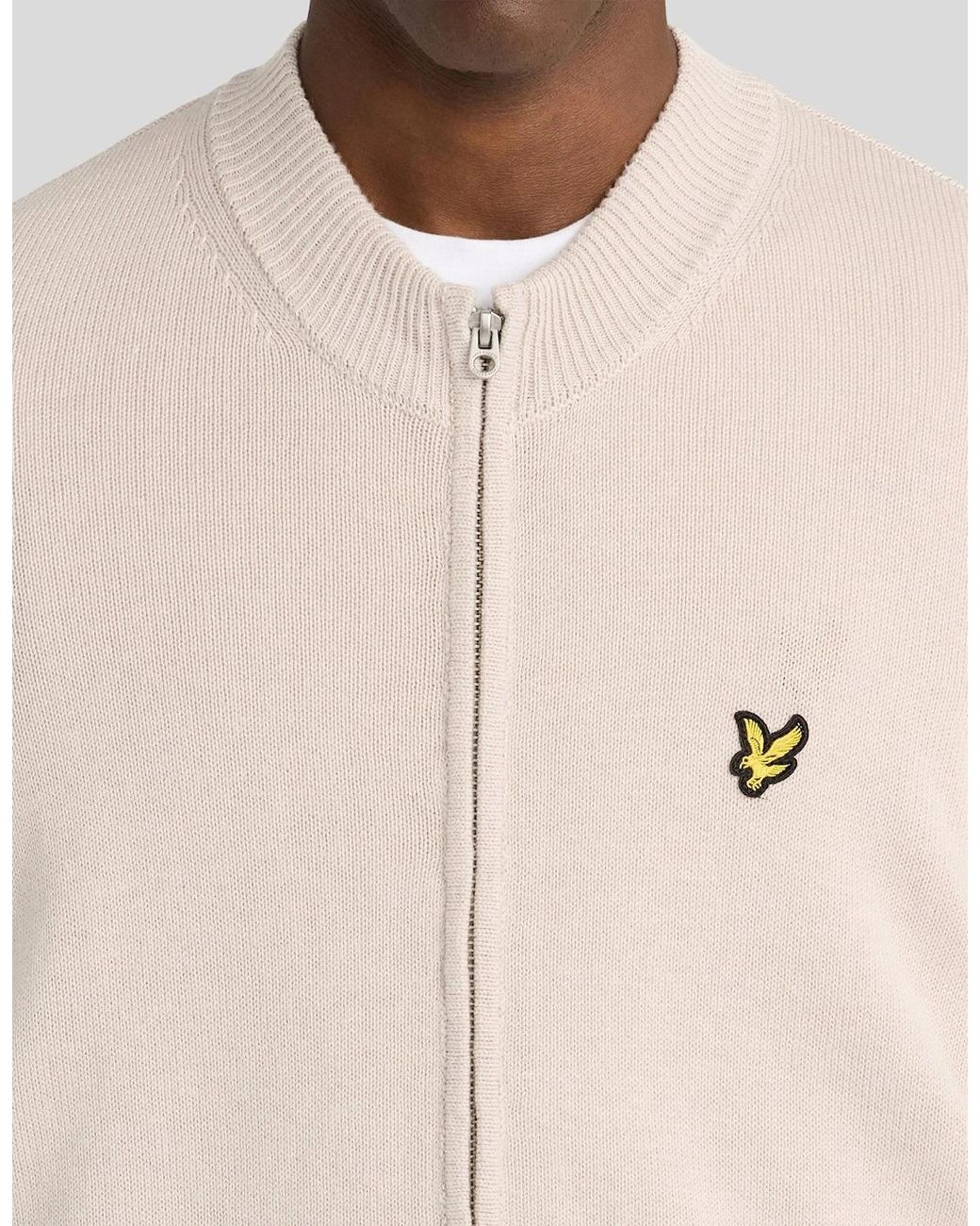 Lyle & Scott Natural Cotton Merino Zip Cardigan for men