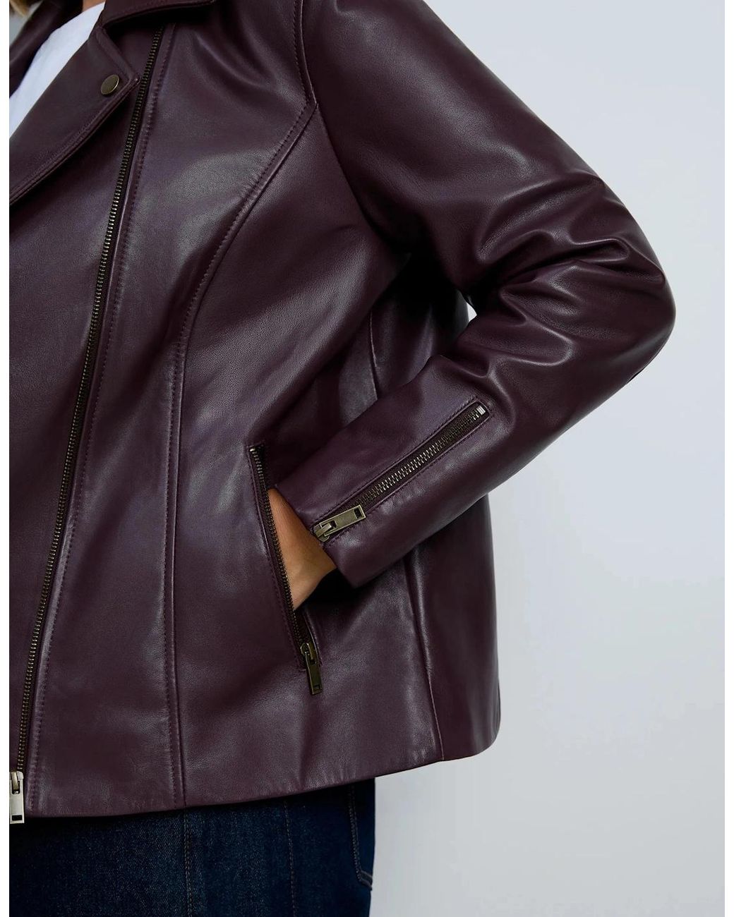 Live Unlimited London Blue Plum Leather Jacket