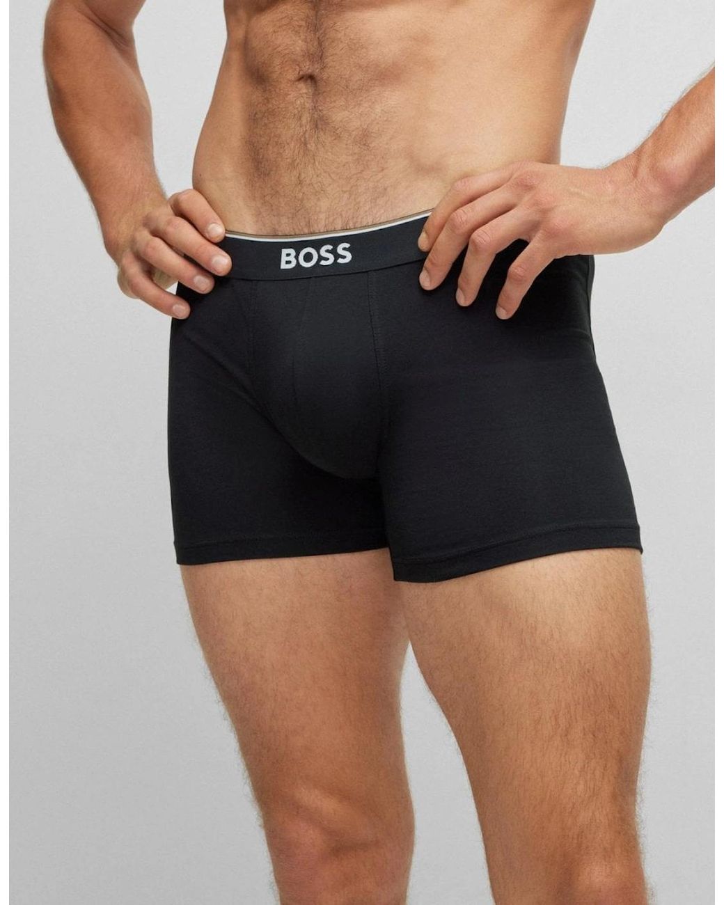 Boss Black Boss Power Three Pack Stretch Cotton Boxer Briefs With Logos for men