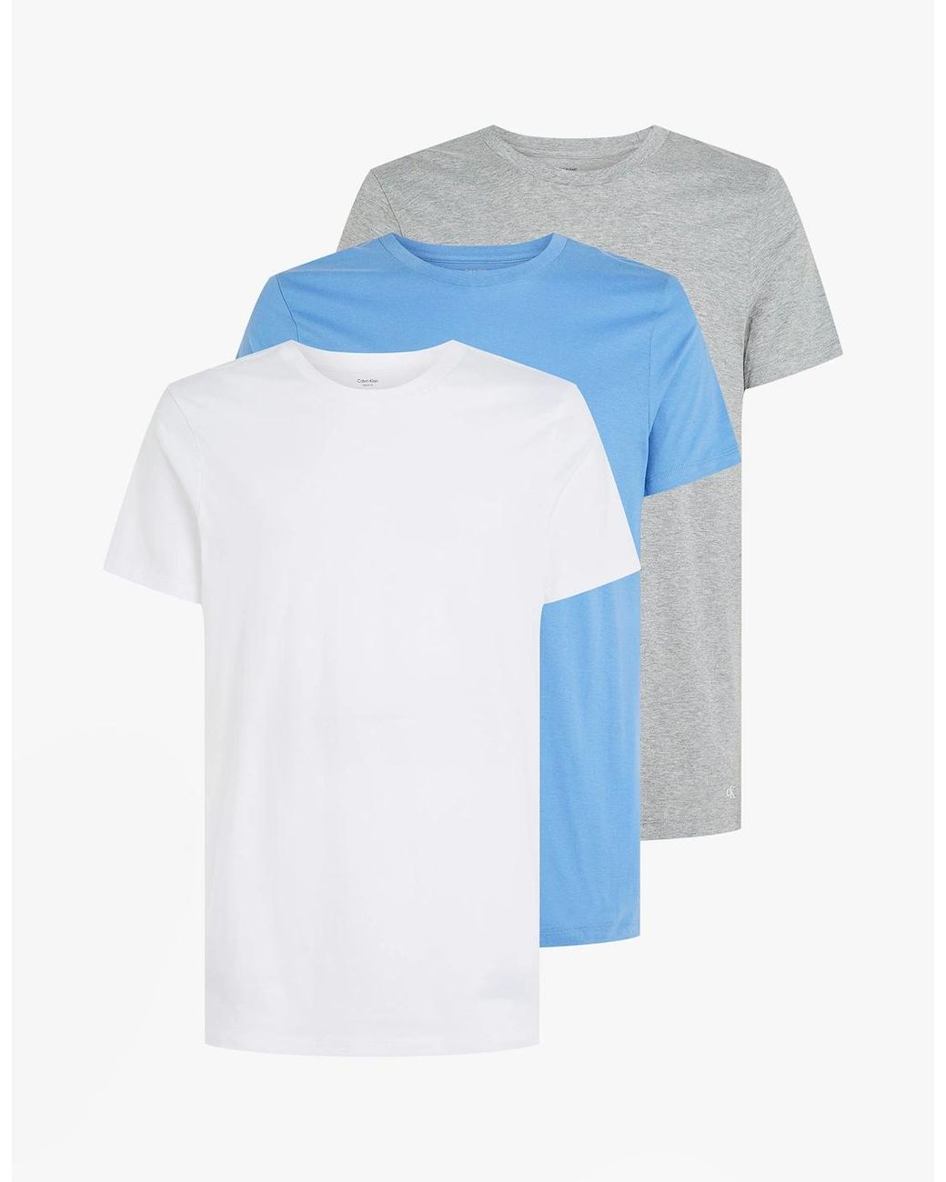 Calvin Klein Blue 100% Cotton 3 Pack T-Shirts/ Heather/Glacier for men