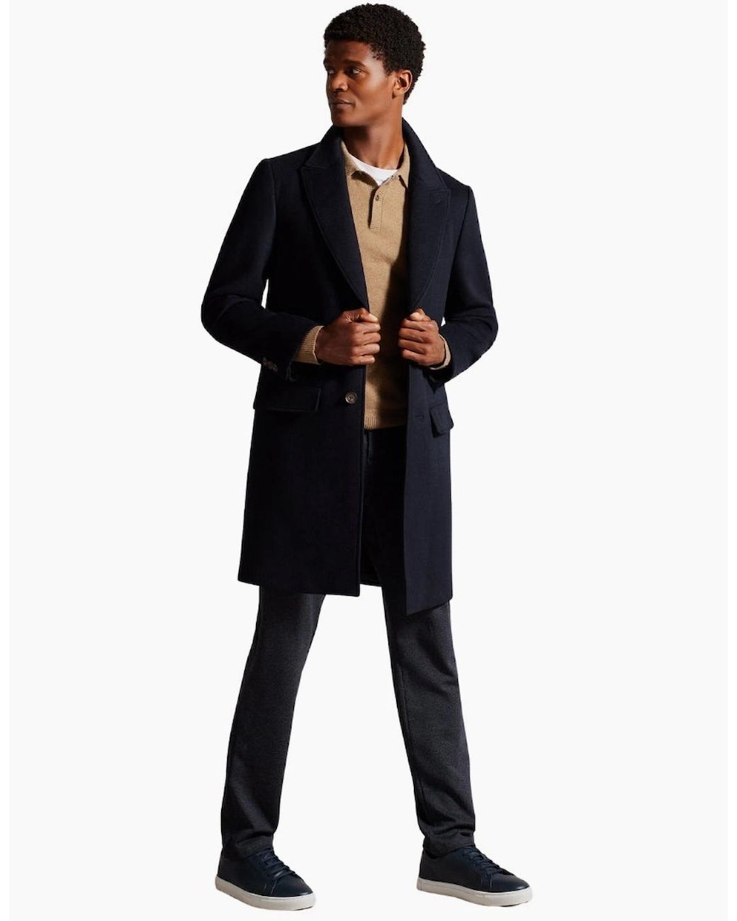 Ted Baker Blue Wilding Wool Blend Overcoat for men