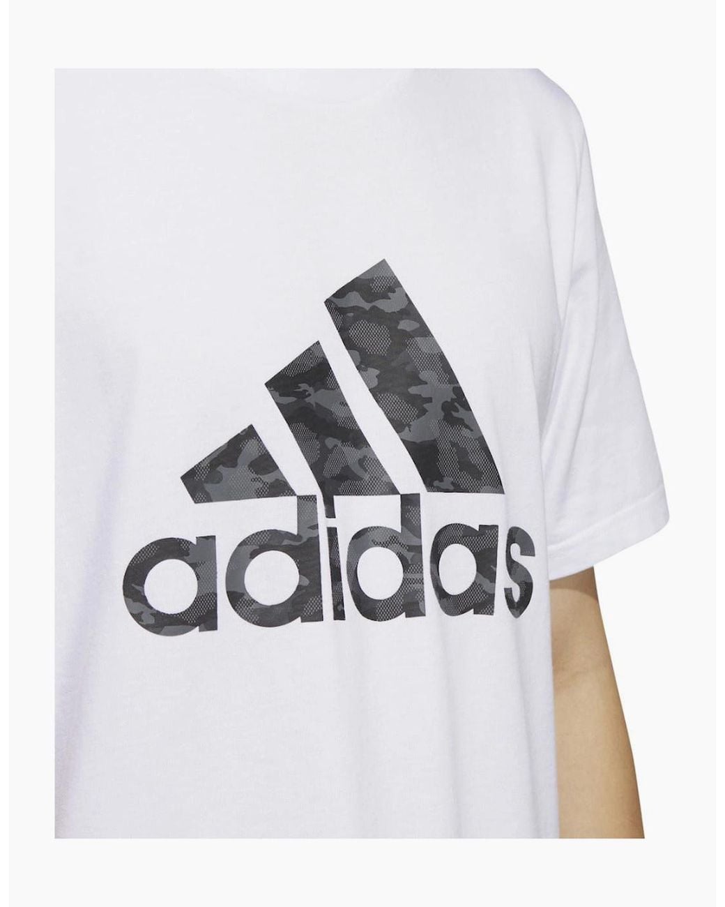 Adidas White Ess Camo Logo T-Shirt for men