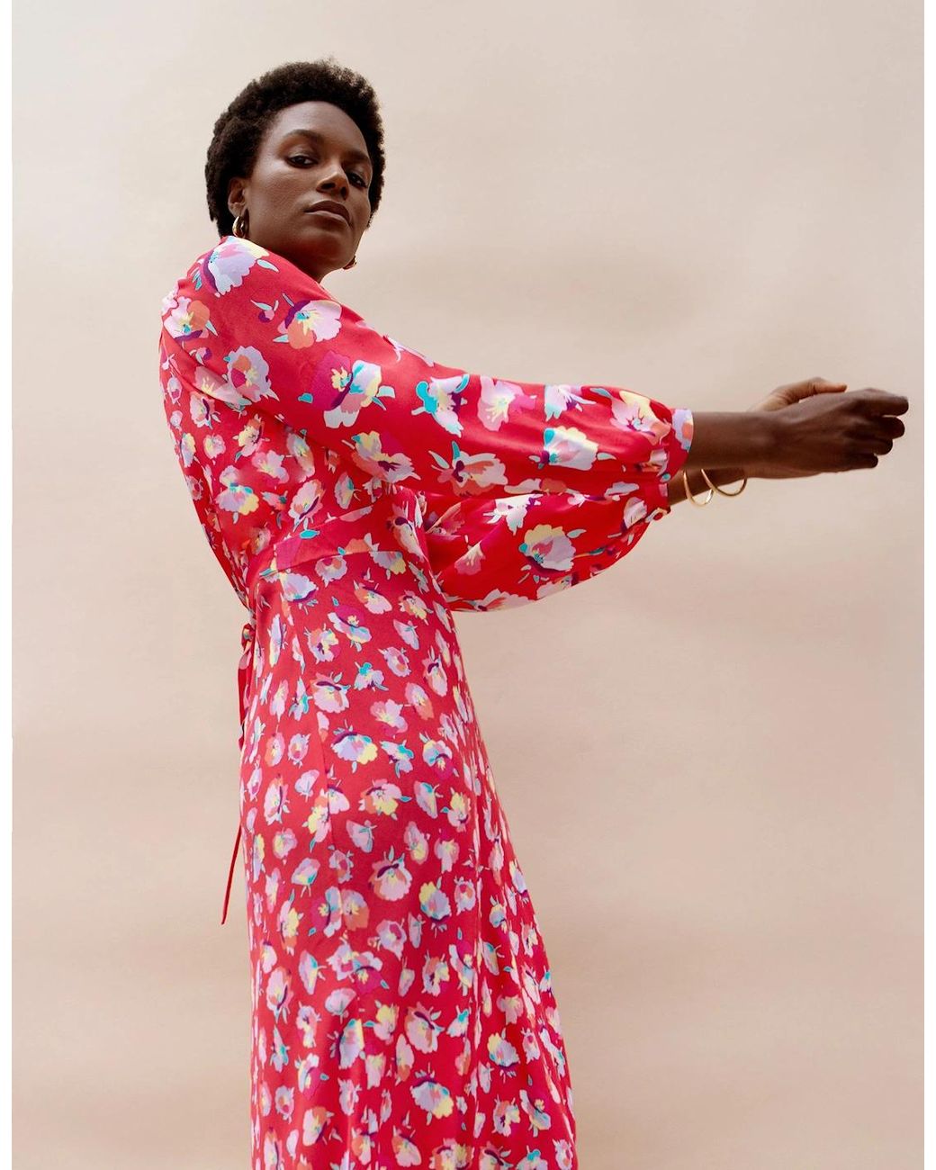 Ro&zo Pink Carnation Ditsy Print Tie Back Dress