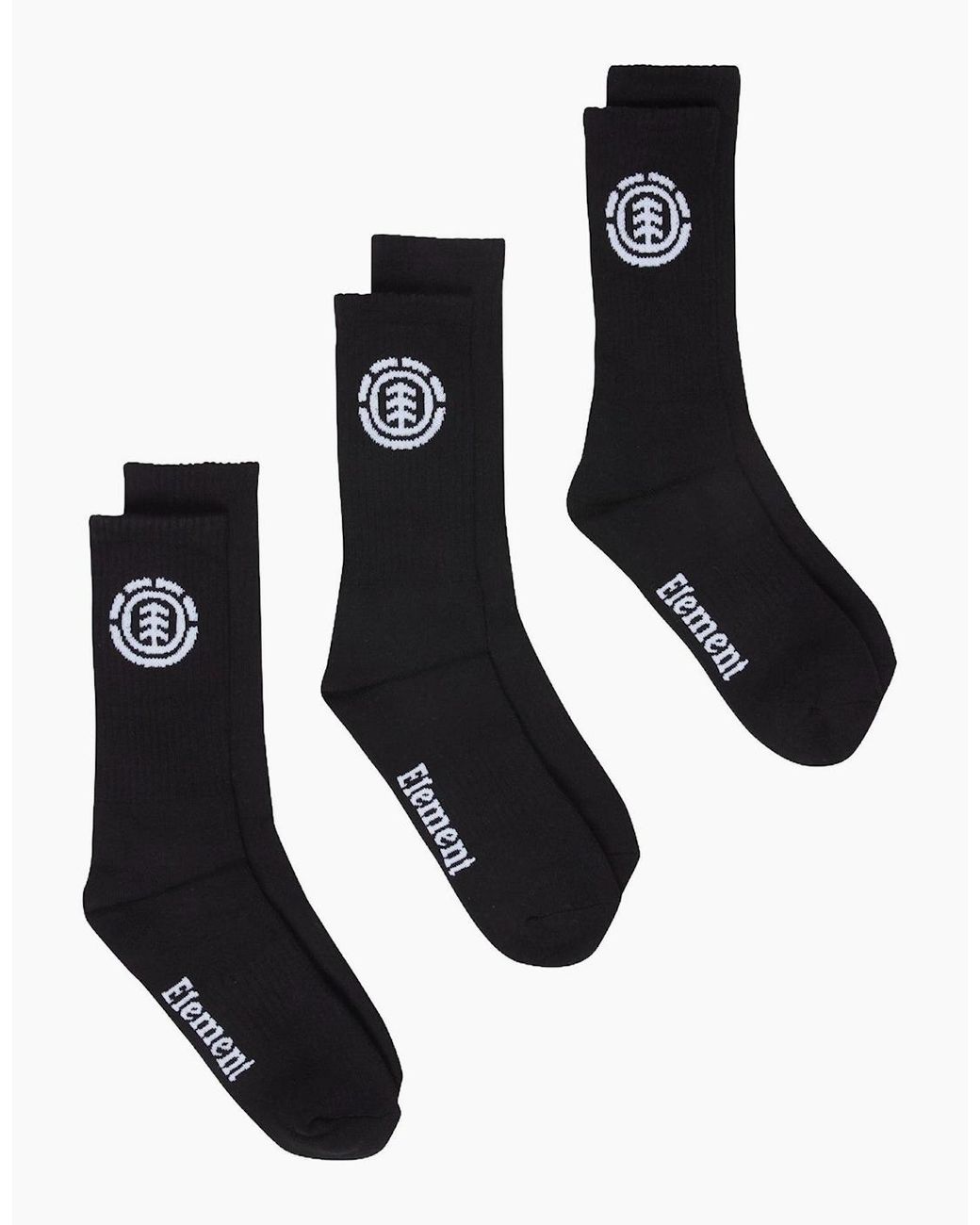 Element Black Icon Socks 3Pk Crew Socks for men