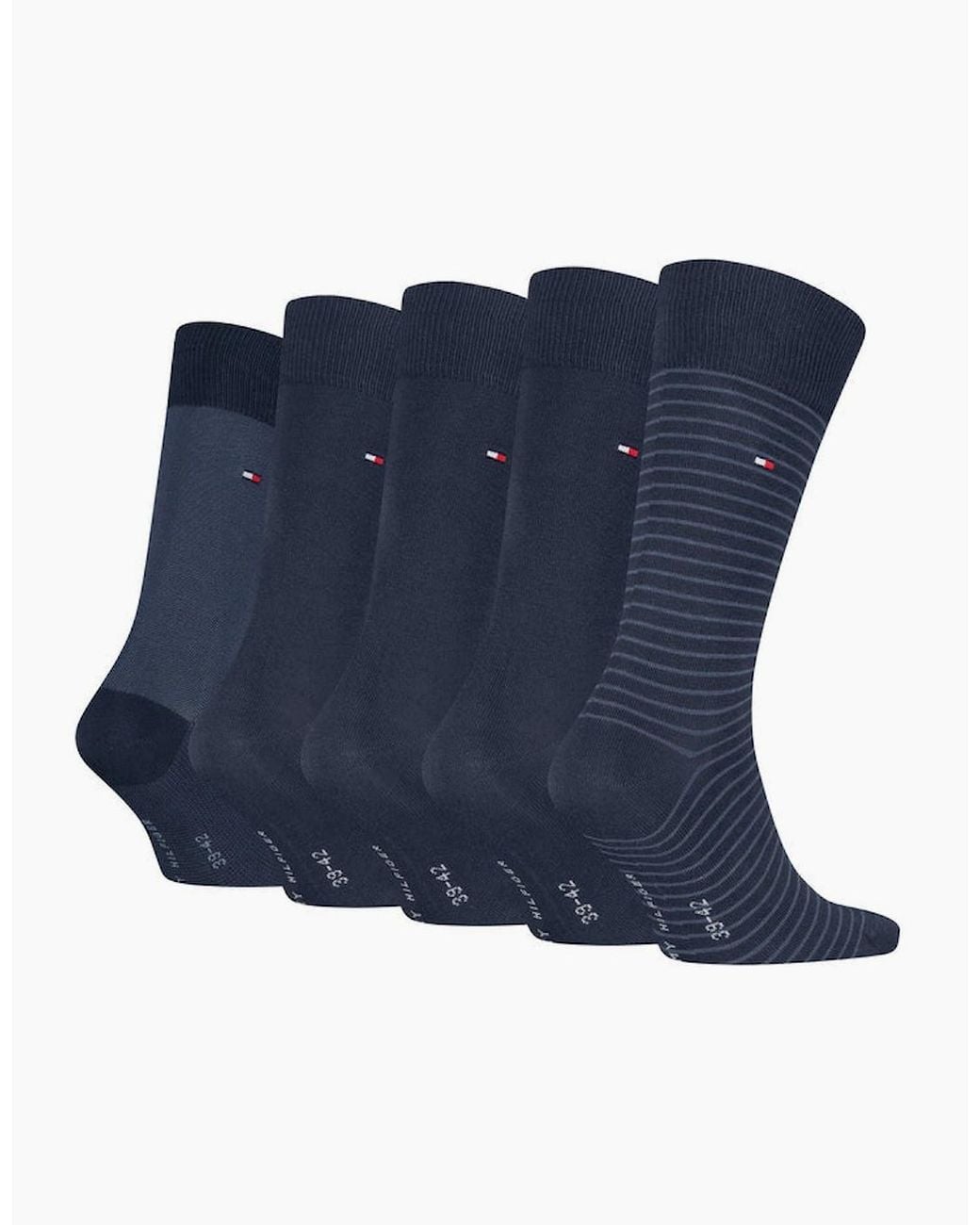 Tommy Hilfiger Blue 5 Pack Giftbox Stripe Crew Socks for men