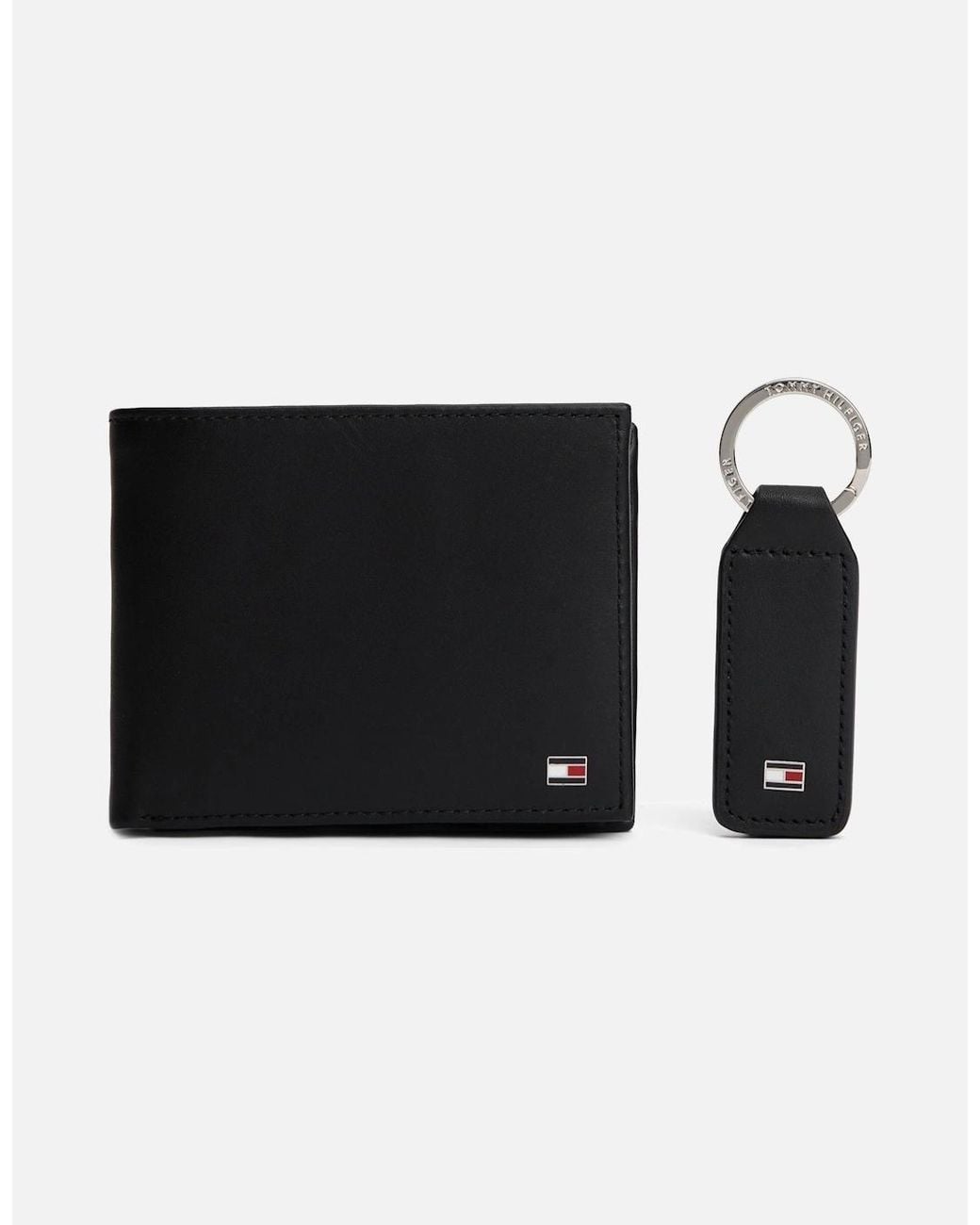 Tommy Hilfiger Black Eton Wallet And Key Fob Gift Set for men