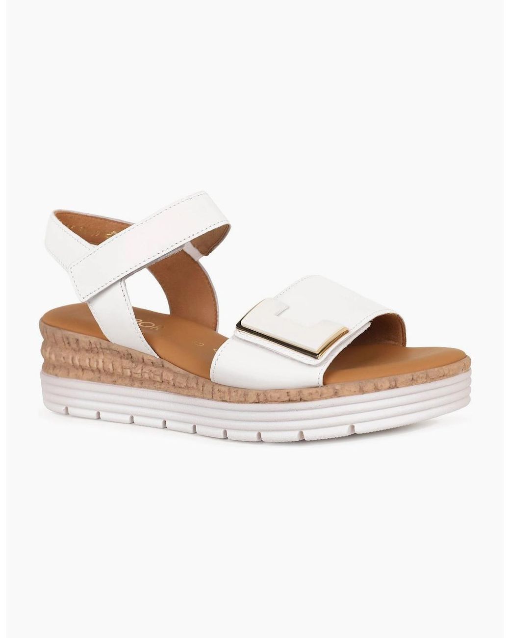 Gabor White Shout Wedge Heel Sandals