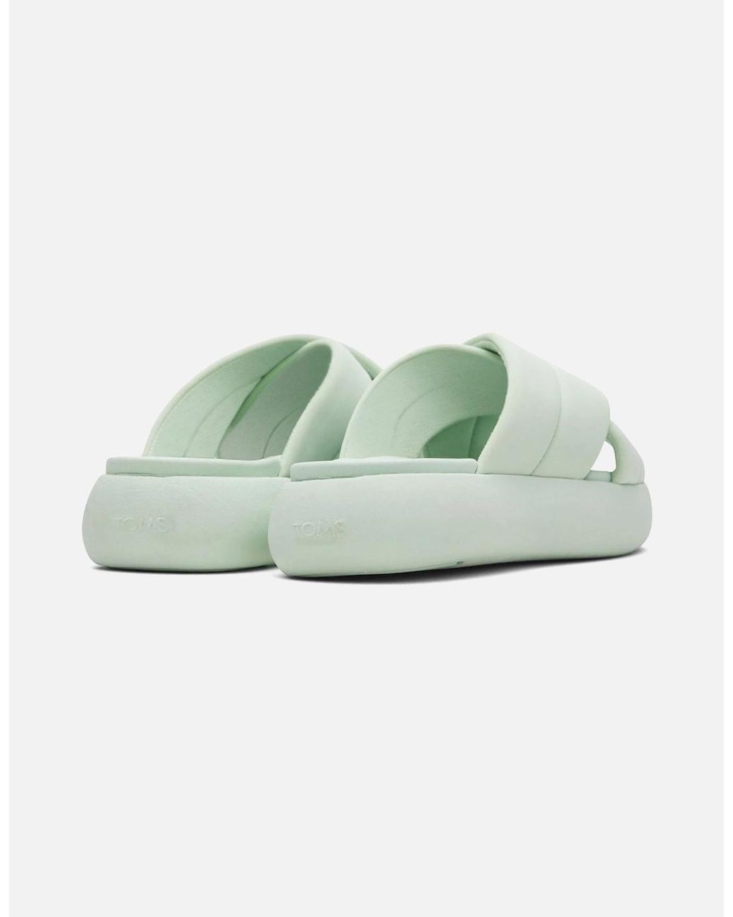 TOMS Green Mallow Crossover Polyester Blend Mint Slides