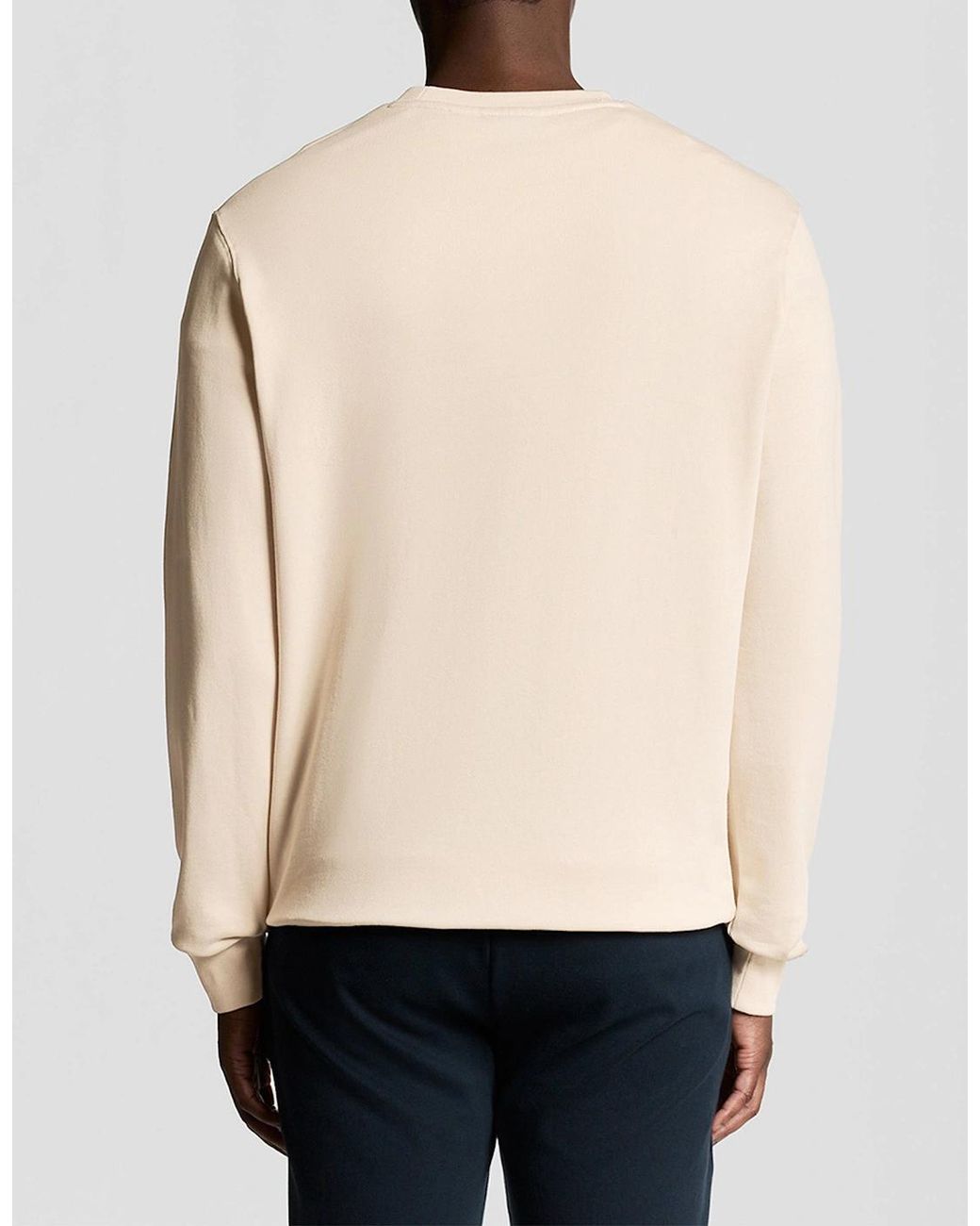 Lyle & Scott White Lyle & Scott Tonal Superfine Crew Neck Sweat for men