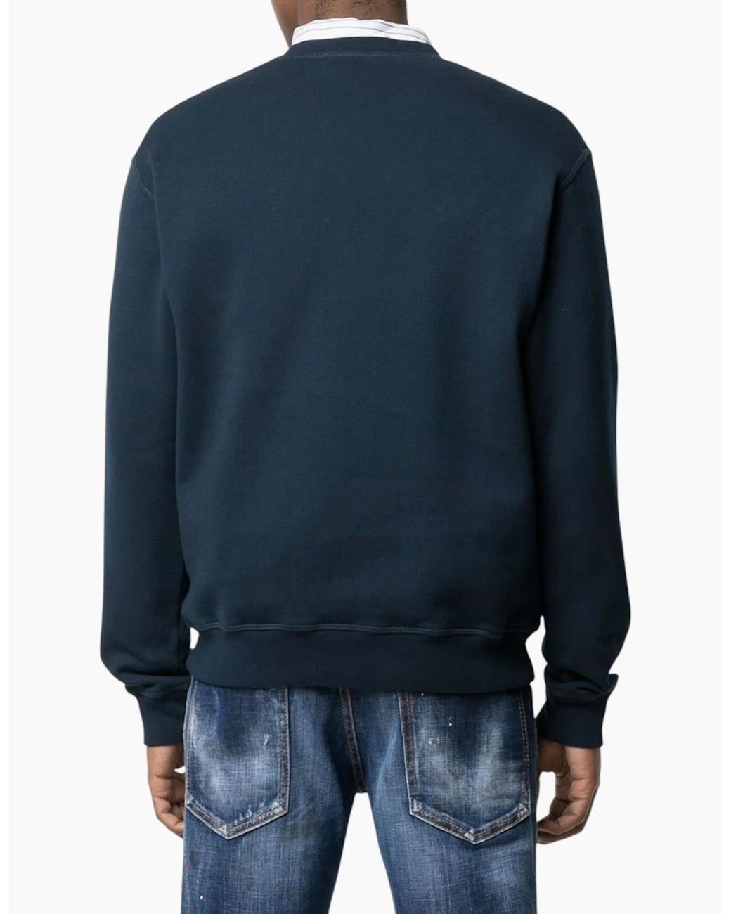 DSquared² Blue Sweatshirt Icon Pullover Crew Neck Jumper Cotton Plain Cool Fit for men