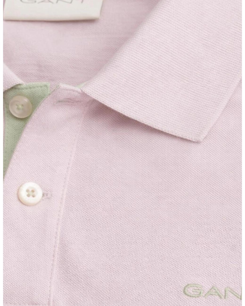 Gant Pink Polo Shirt Contrast Short Sleeve Summer Polo Cotton for men