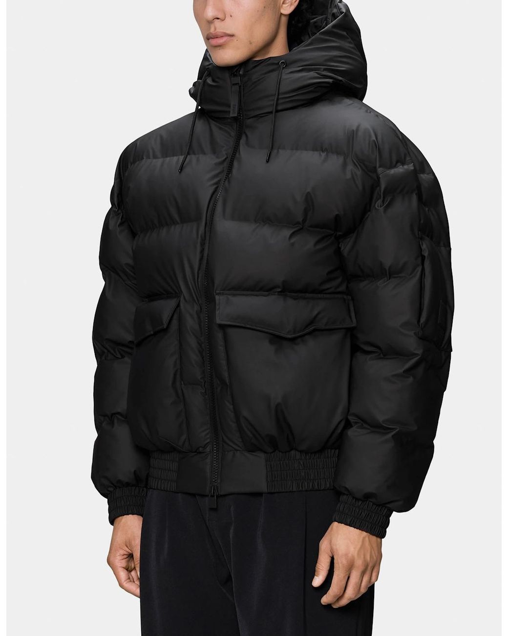 Rains Black Alta Bomber Puffer Jacket