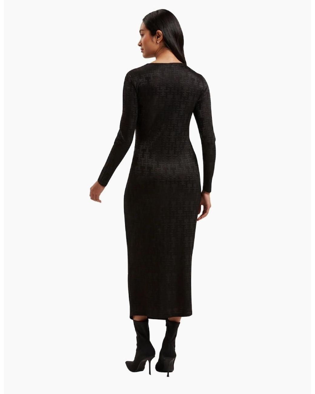 Ted Baker Black Sherlay Jacquard T Bodycon Gathered Dress