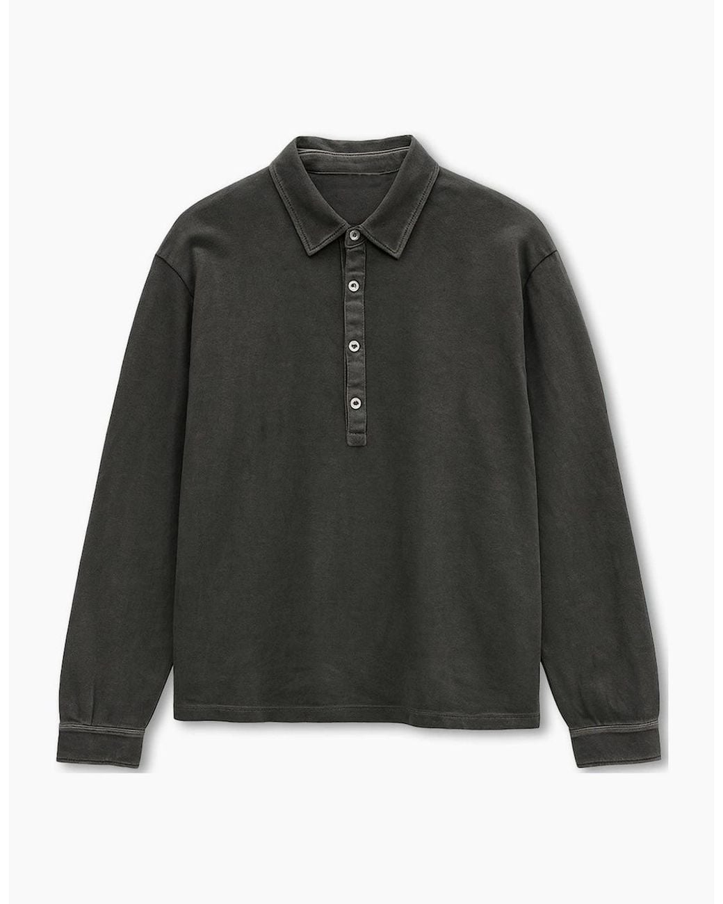 Boglioli Green Garment Dyed Khaki Long Sleeve Polo Shirt for men
