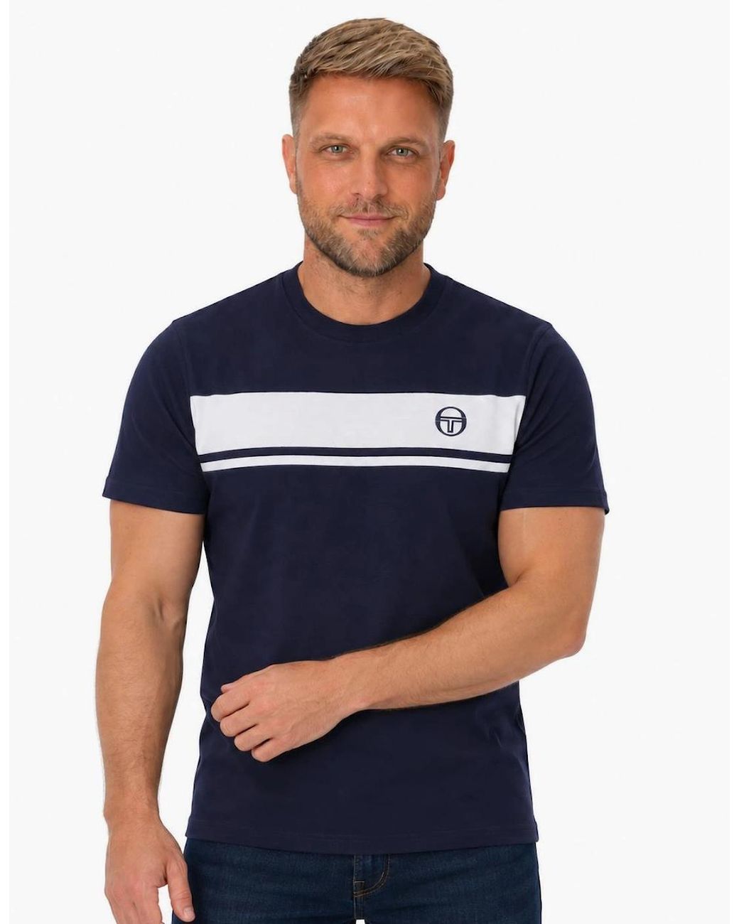Sergio Tacchini Blue Master Crew Neck T-Shirt/ Tonal for men