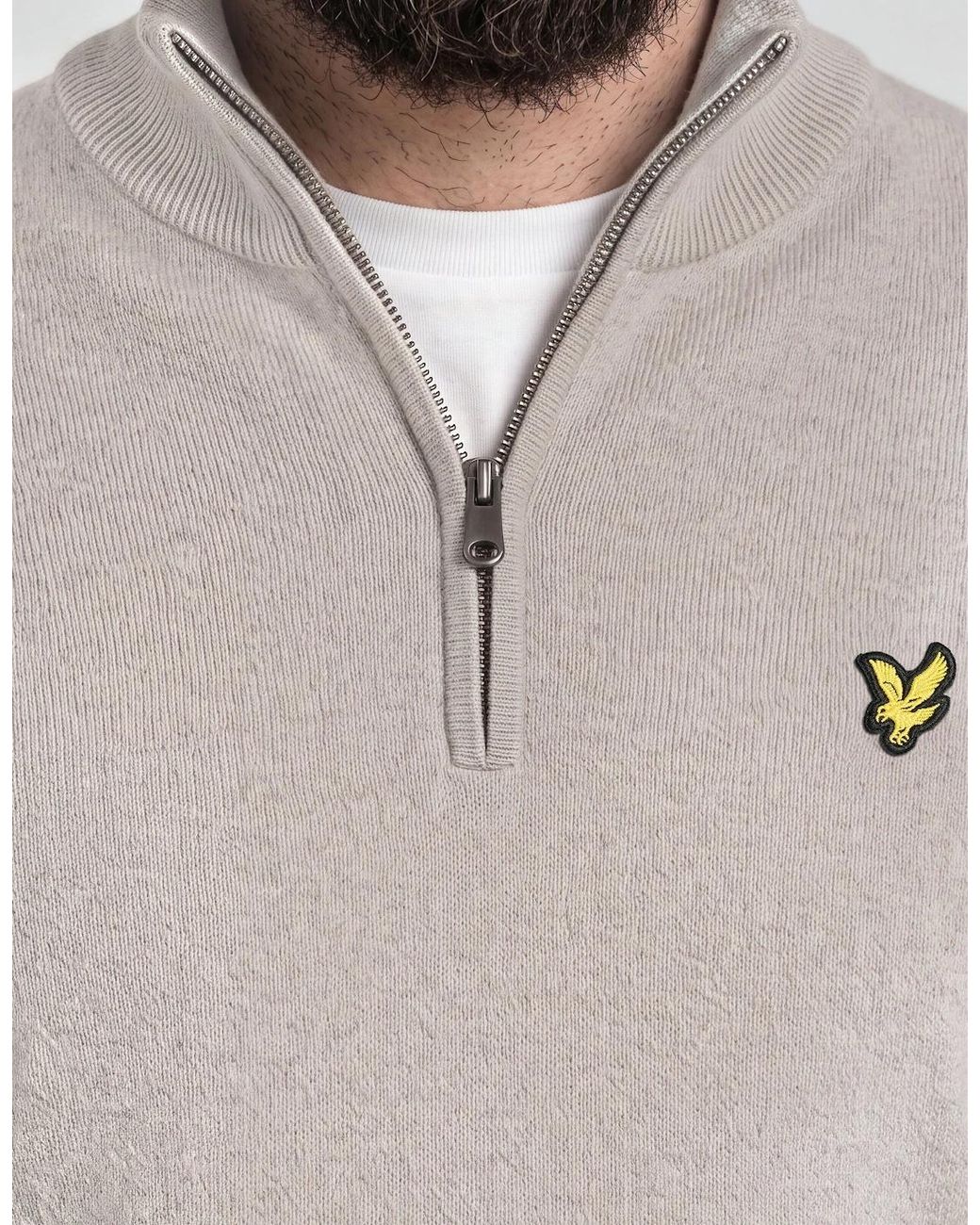 Lyle & Scott Gray Cotton Merino 1/4 Zip Jumper for men