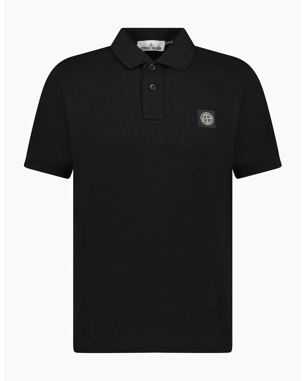 Stone Island Black Compass Logo Polo for men
