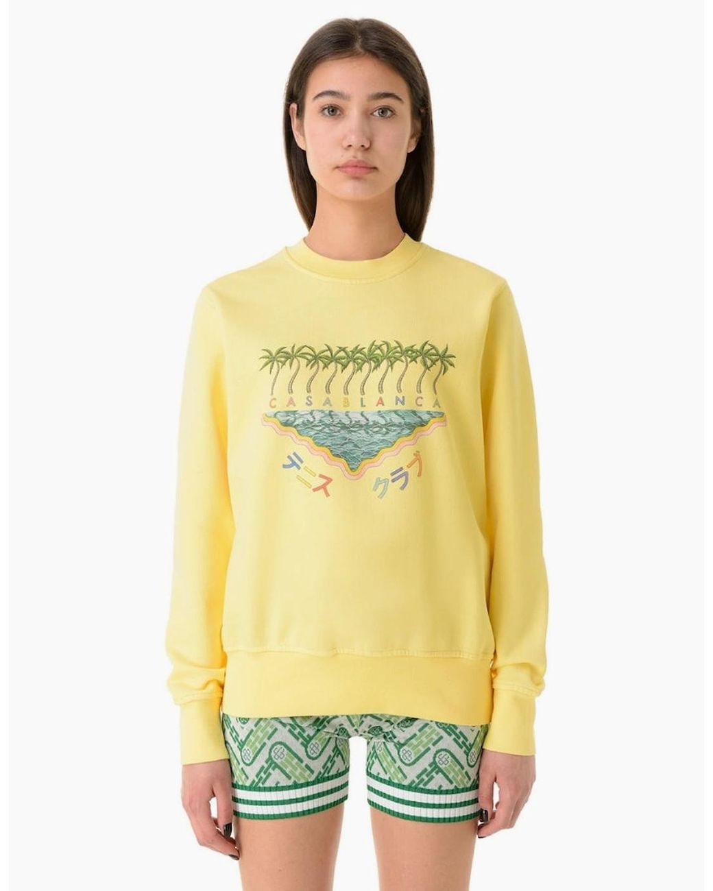 Casablanca Yellow Embroidered Sweatshirt Enoshima Beach Sweatshirt