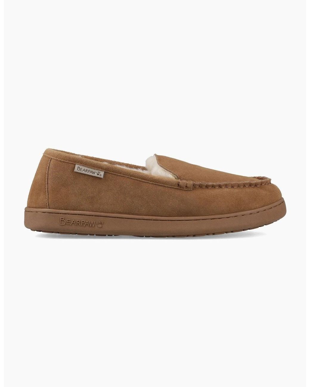 BEARPAW Brown Brian Suede Hickory Slippers for men