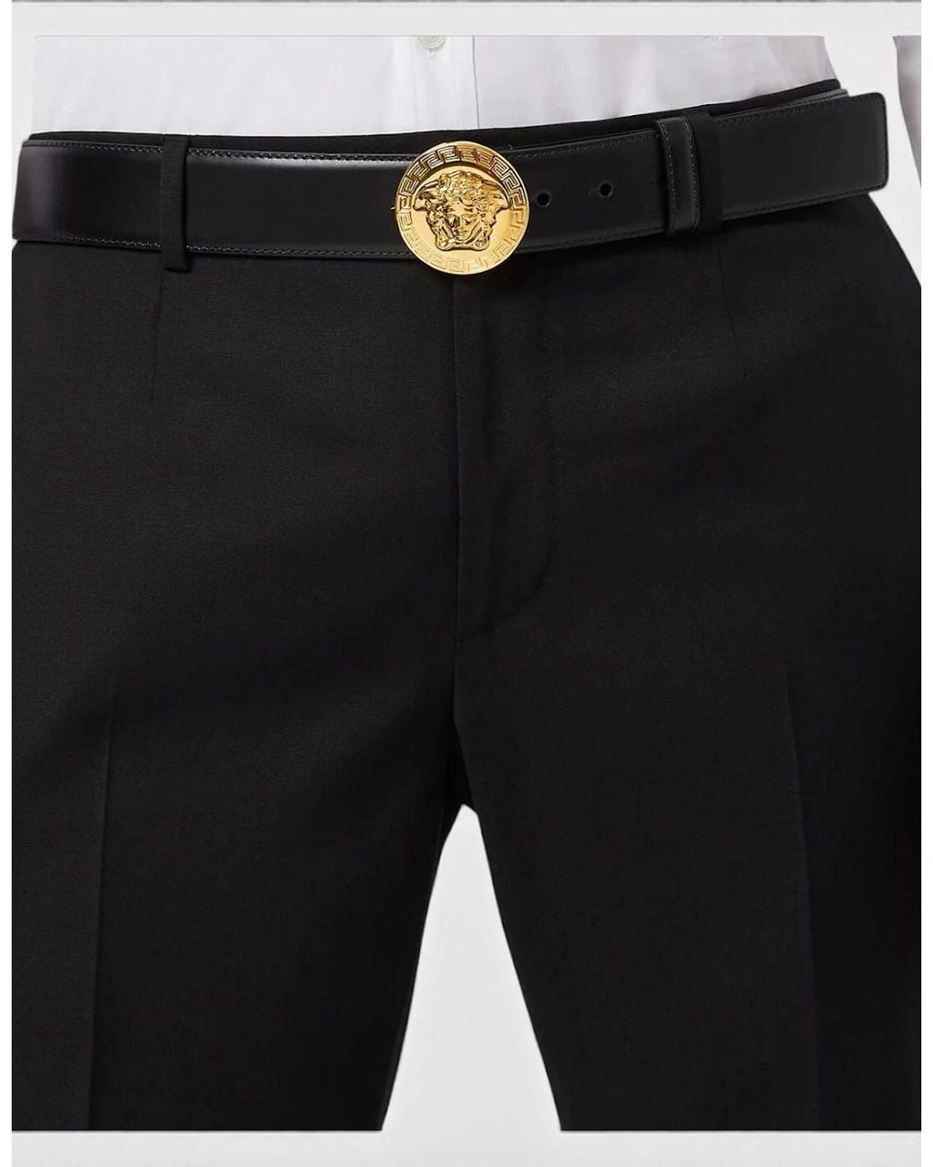 Versace Black Round Medusa Head Belt