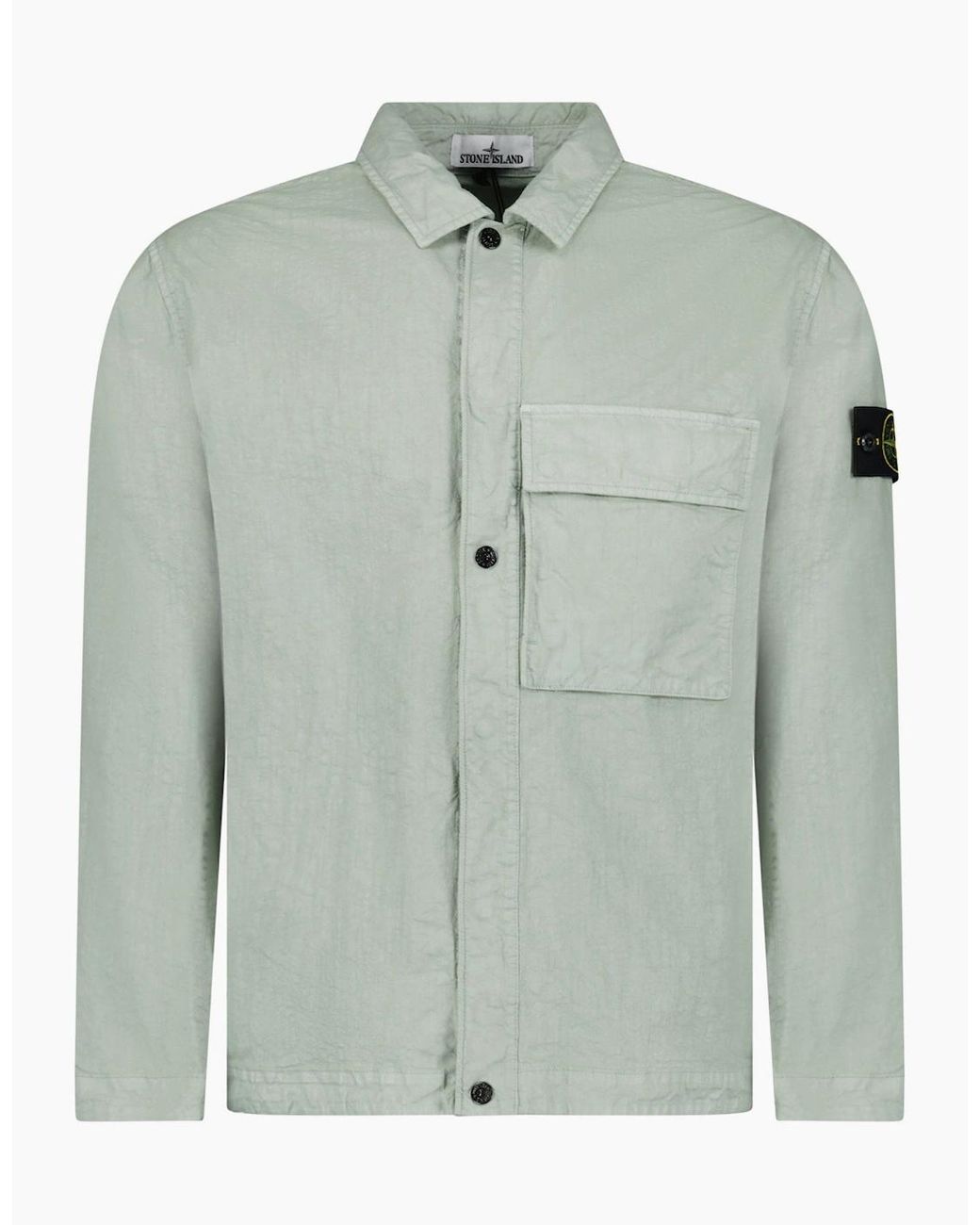 Stone Island Green Organic-Look Nylon Panama-Tc Overshirt for men