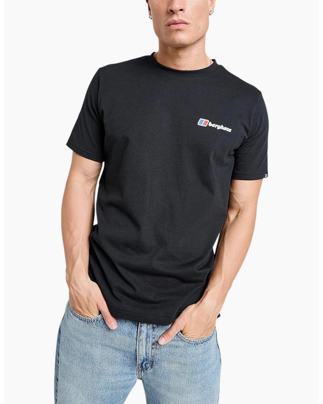 Berghaus Black T Shirt Mount Crew Neck Short Sleeve Cotton Summer Tee for men