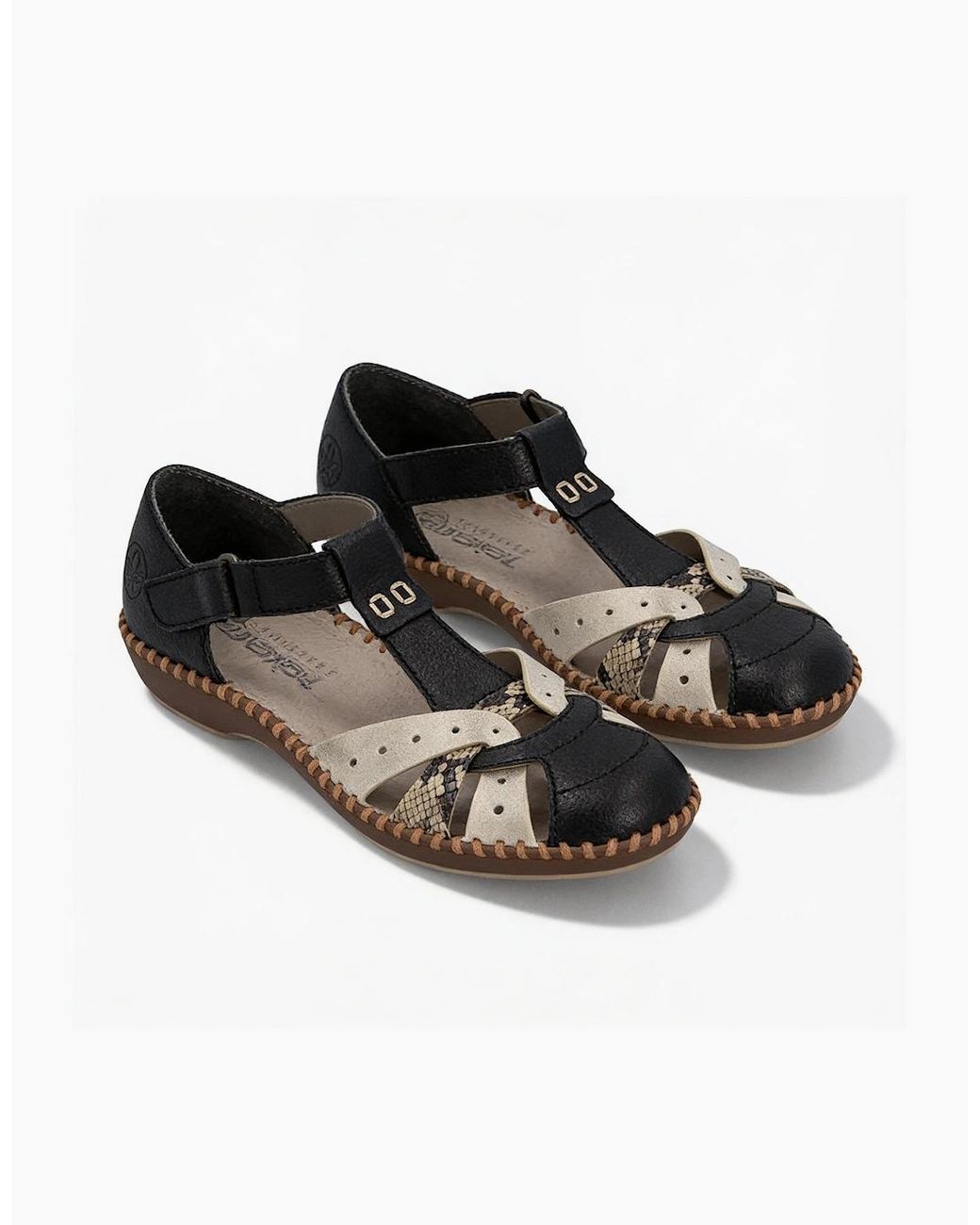 Rieker Black Desideria T-Strap Sandals