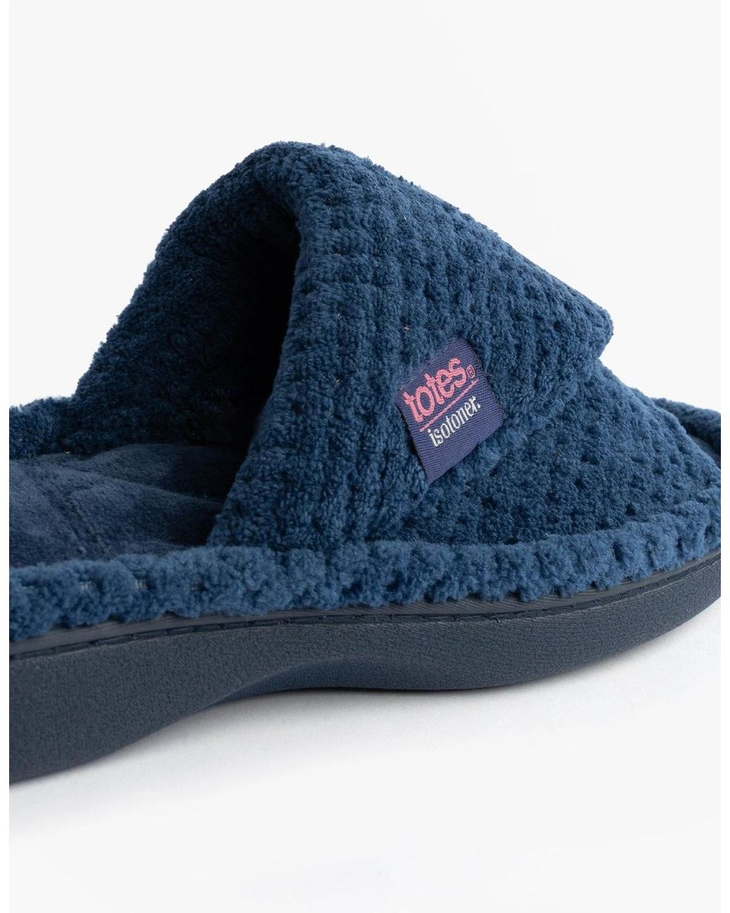 Totes Blue Isotoner Popcorn Turnover Open Toe Mule Slippers