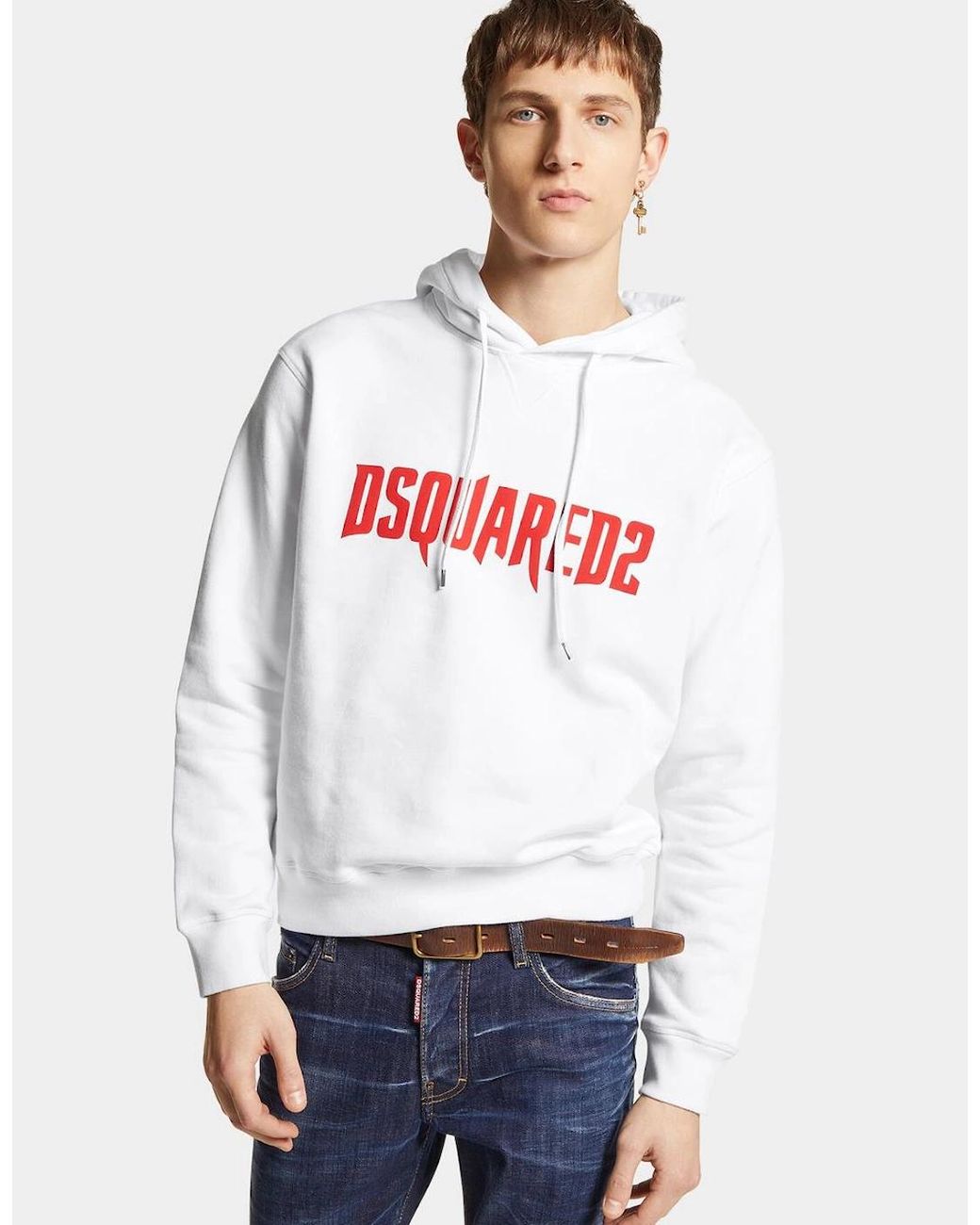 DSquared² White Horror Logo Print Hoodie for men