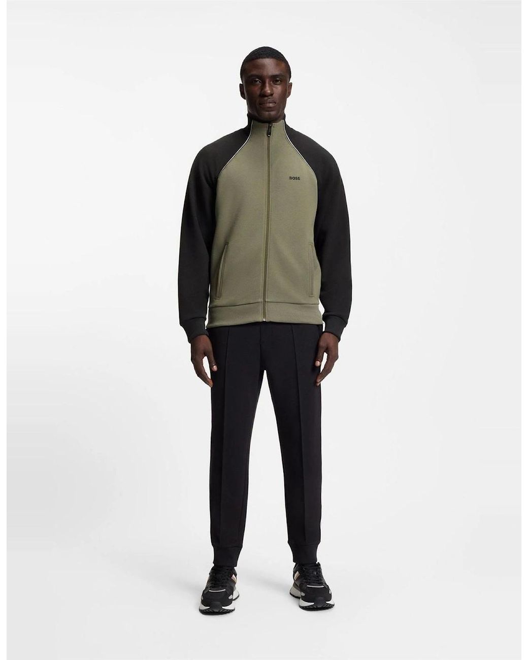 Boss Green Mock Neck Raglan Sleeve Athletic Sweatshirt for men