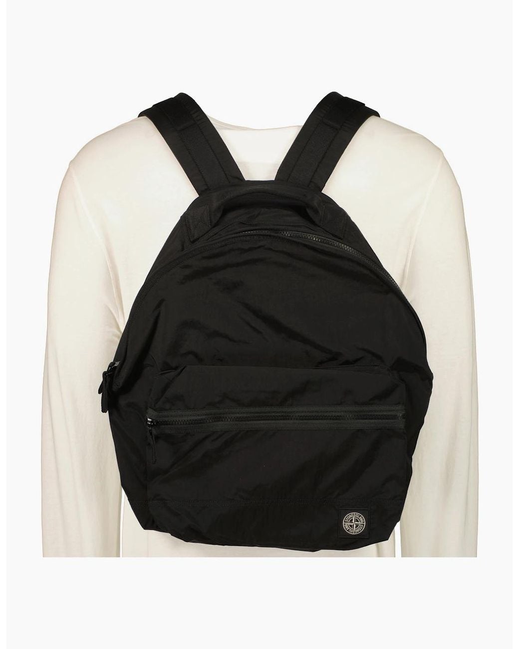 Stone Island Black Nylon Metal Backpack for men