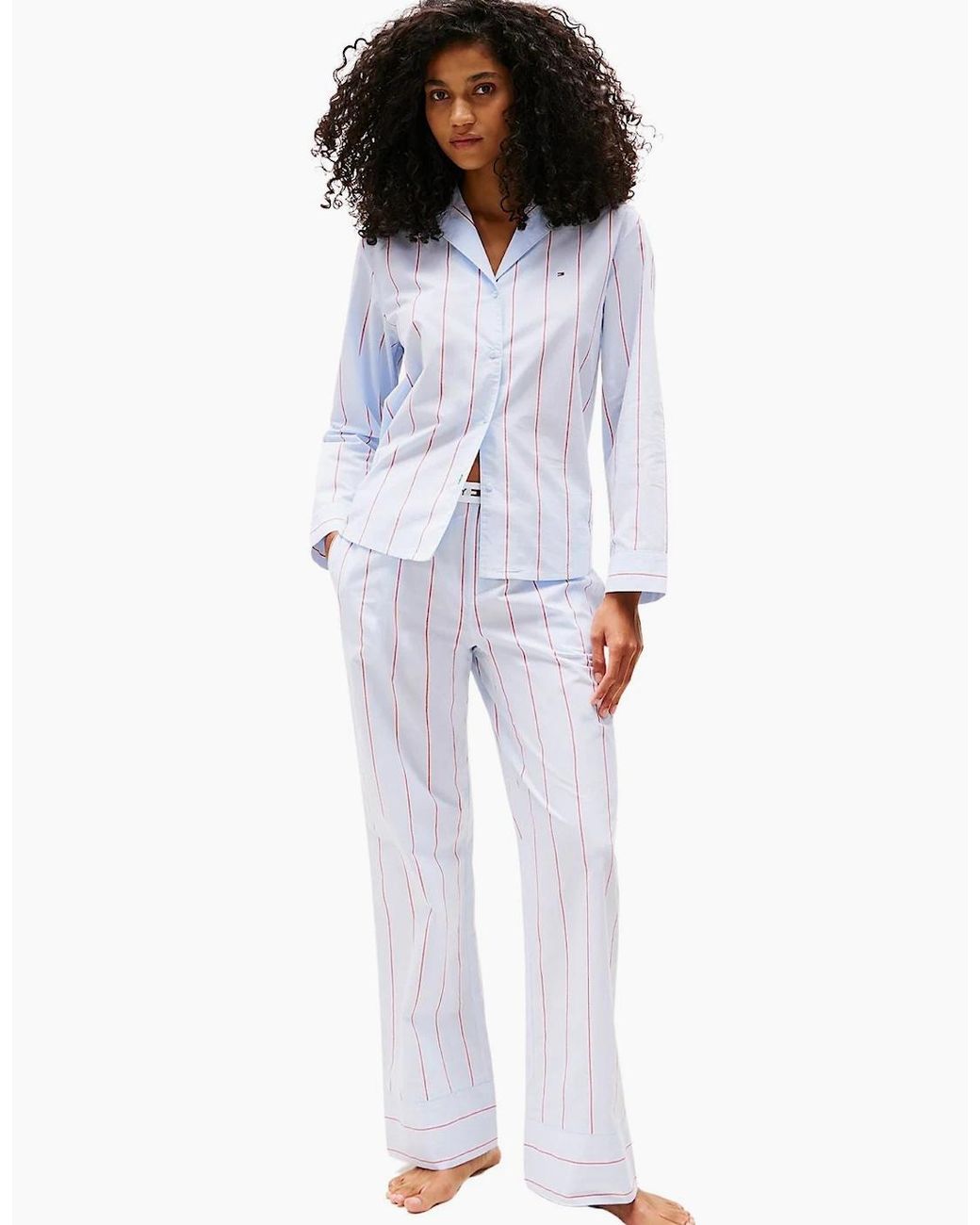 Tommy Hilfiger White Heritage Stripe Woven Poplin Pyjama Shirt, Sweet