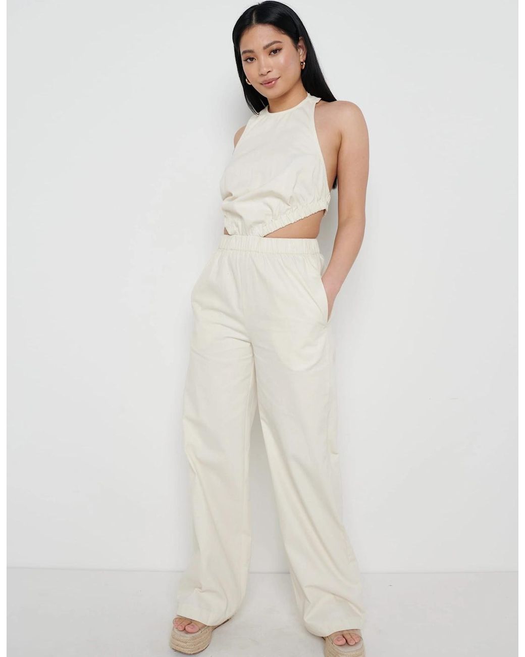Pretty Lavish White Lexi Scrunch Backless Jumpsuit