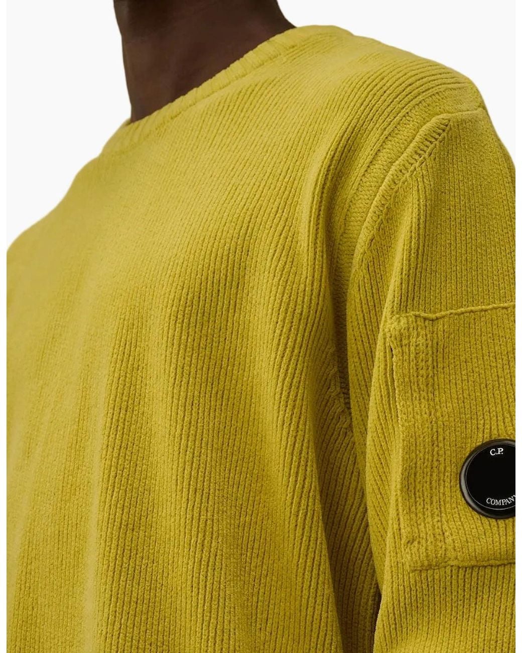 C P Company Green Chenille Crewneck Lens Knit for men