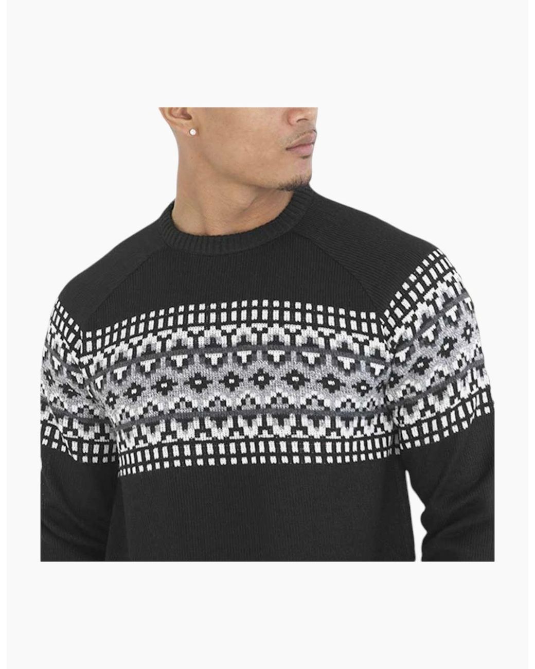 Brave Soul Gray Pullover Jumper Funnel Neck Knitted Top Warm Christmas Sweaters for men