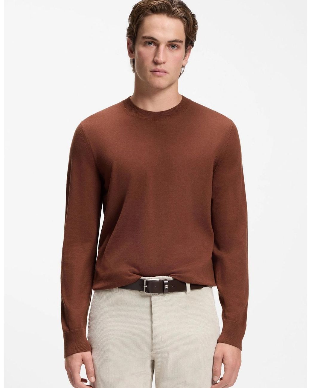 Boss Brown Boss H-Leno Crew Neck Sweater 212 Medium for men