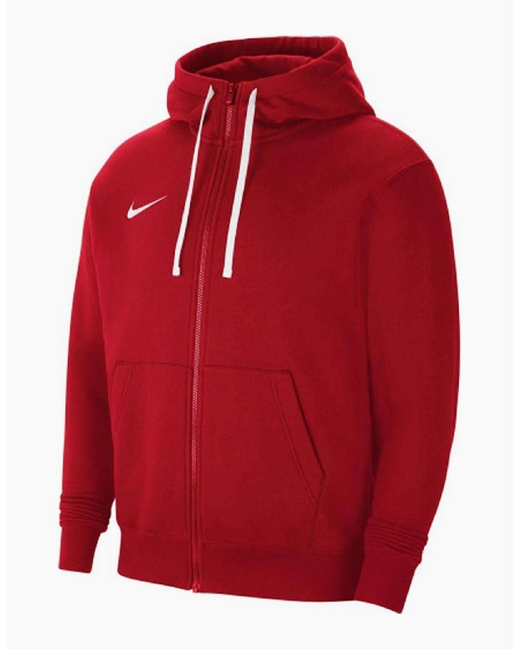 Nike Red Park 20 Cotton Zip Collar Hoodie for men